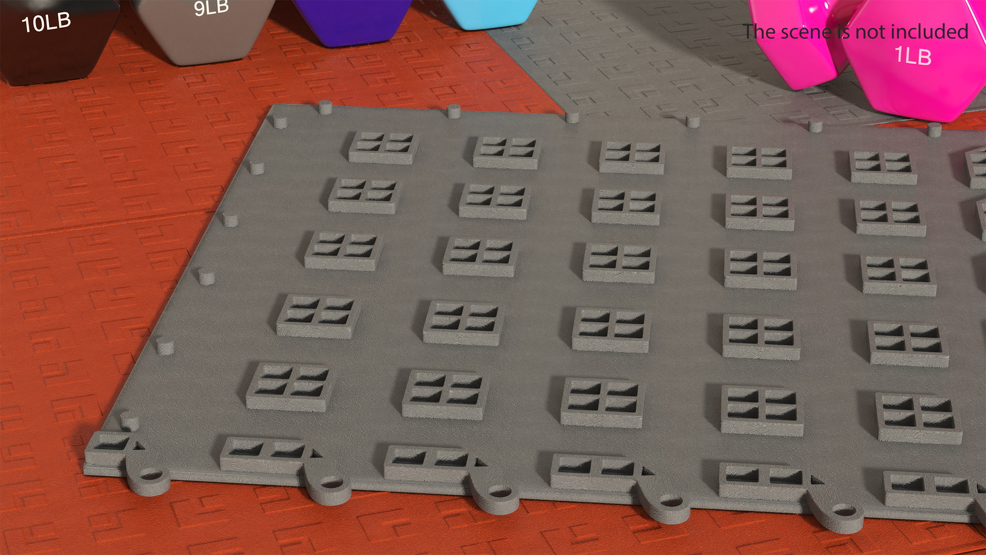 3D model Interlocking Garage Floor Tile Grey