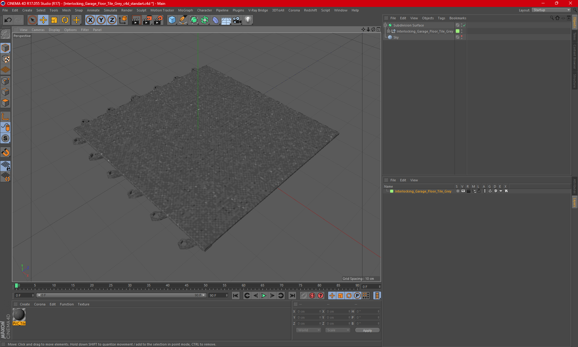 3D model Interlocking Garage Floor Tile Grey