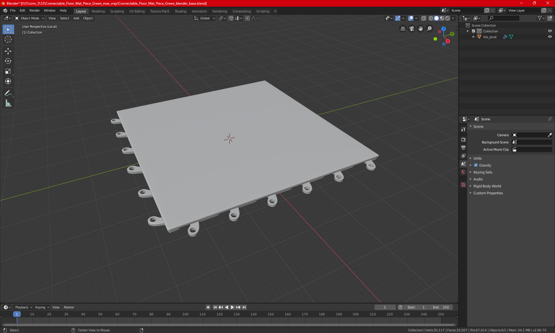 3D model Interlocking Garage Floor Tile Grey