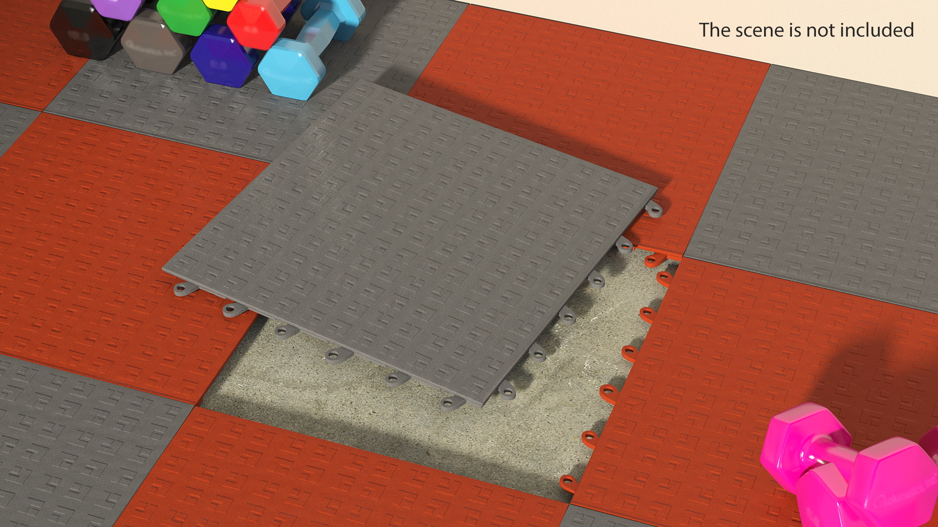 3D model Interlocking Garage Floor Tile Grey