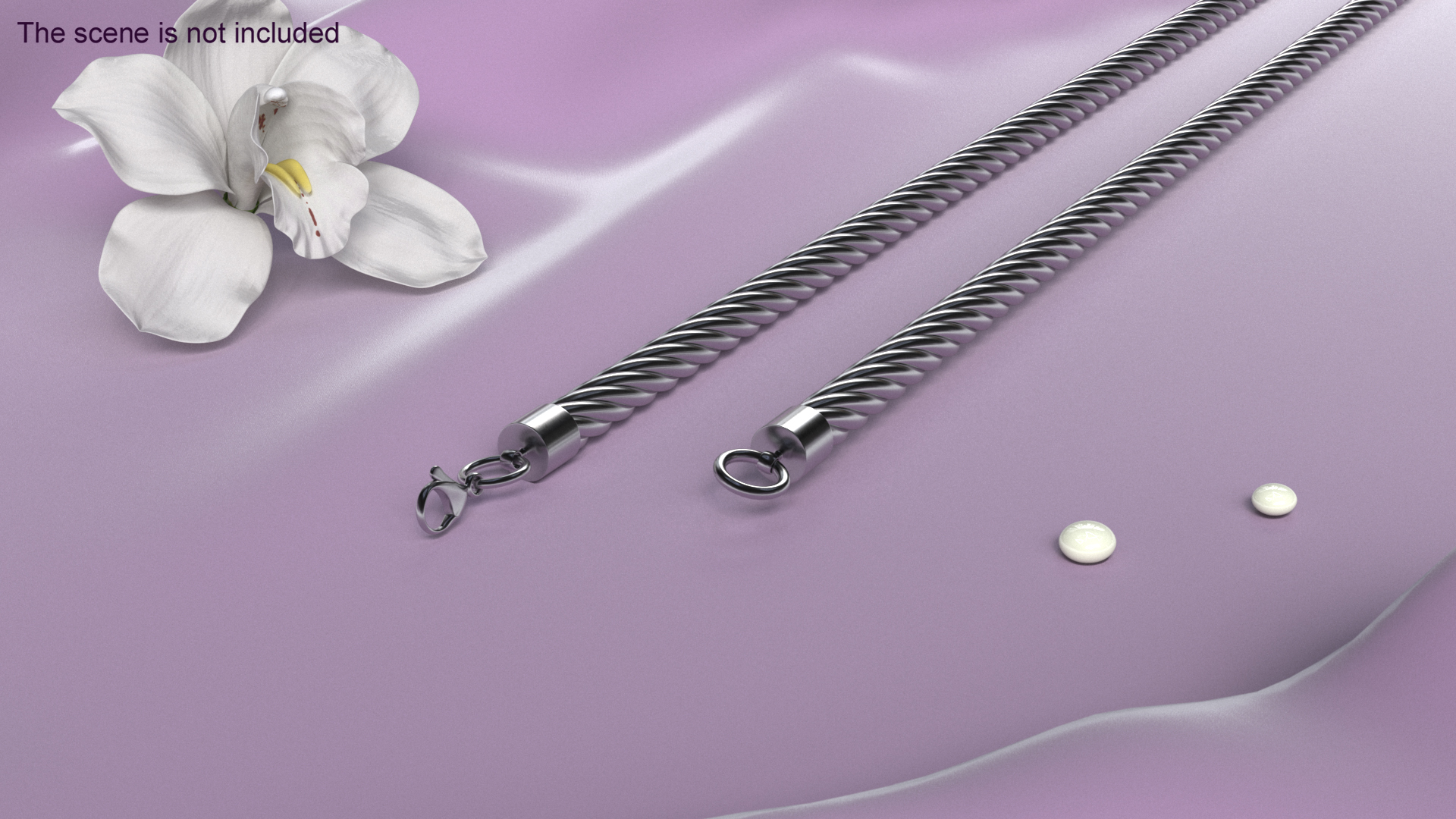 Solid Cable Jewelry Silver Chain 3D