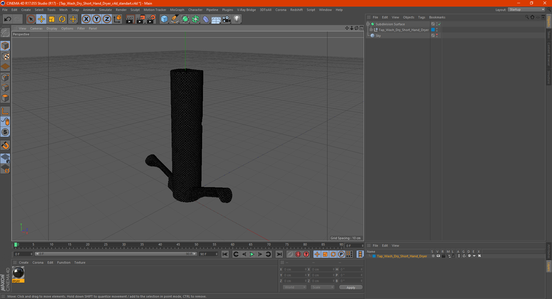 Tap Wash Dry Short Hand Dryer 3D model
