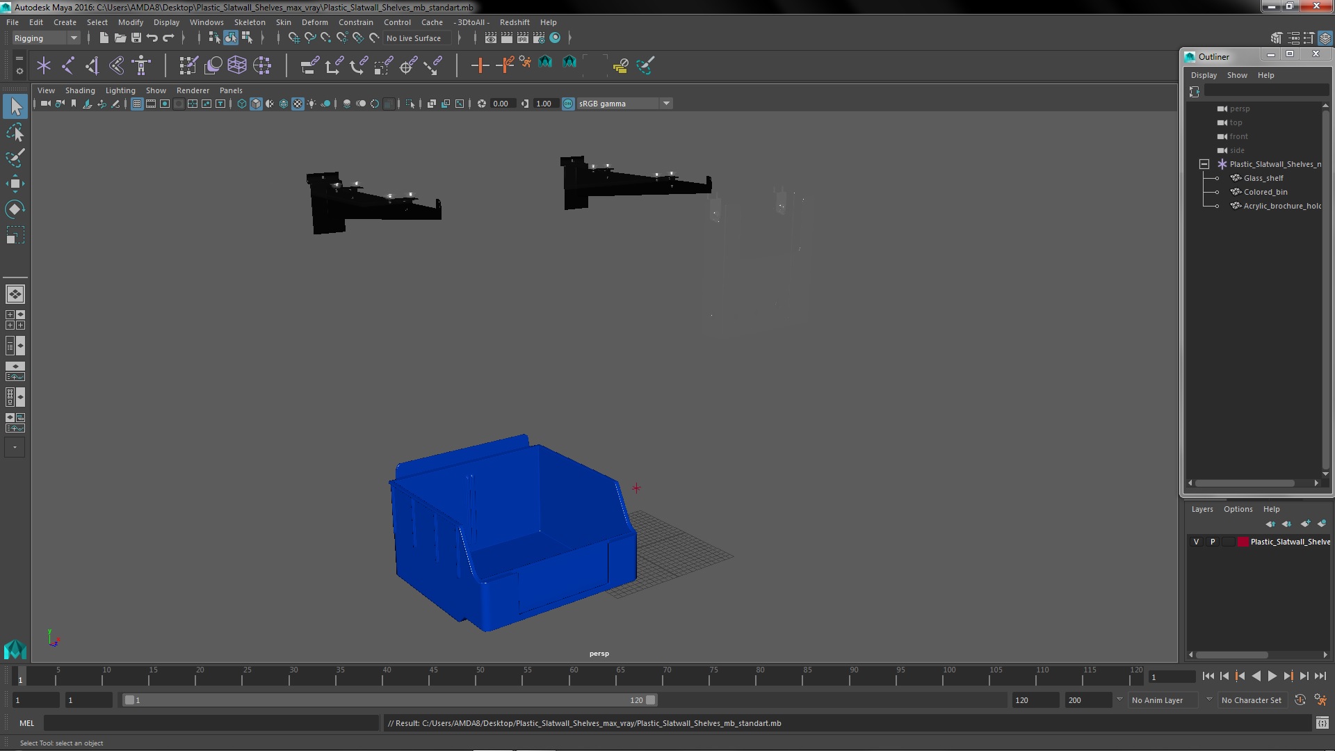 Plastic Slatwall Shelves 3D model