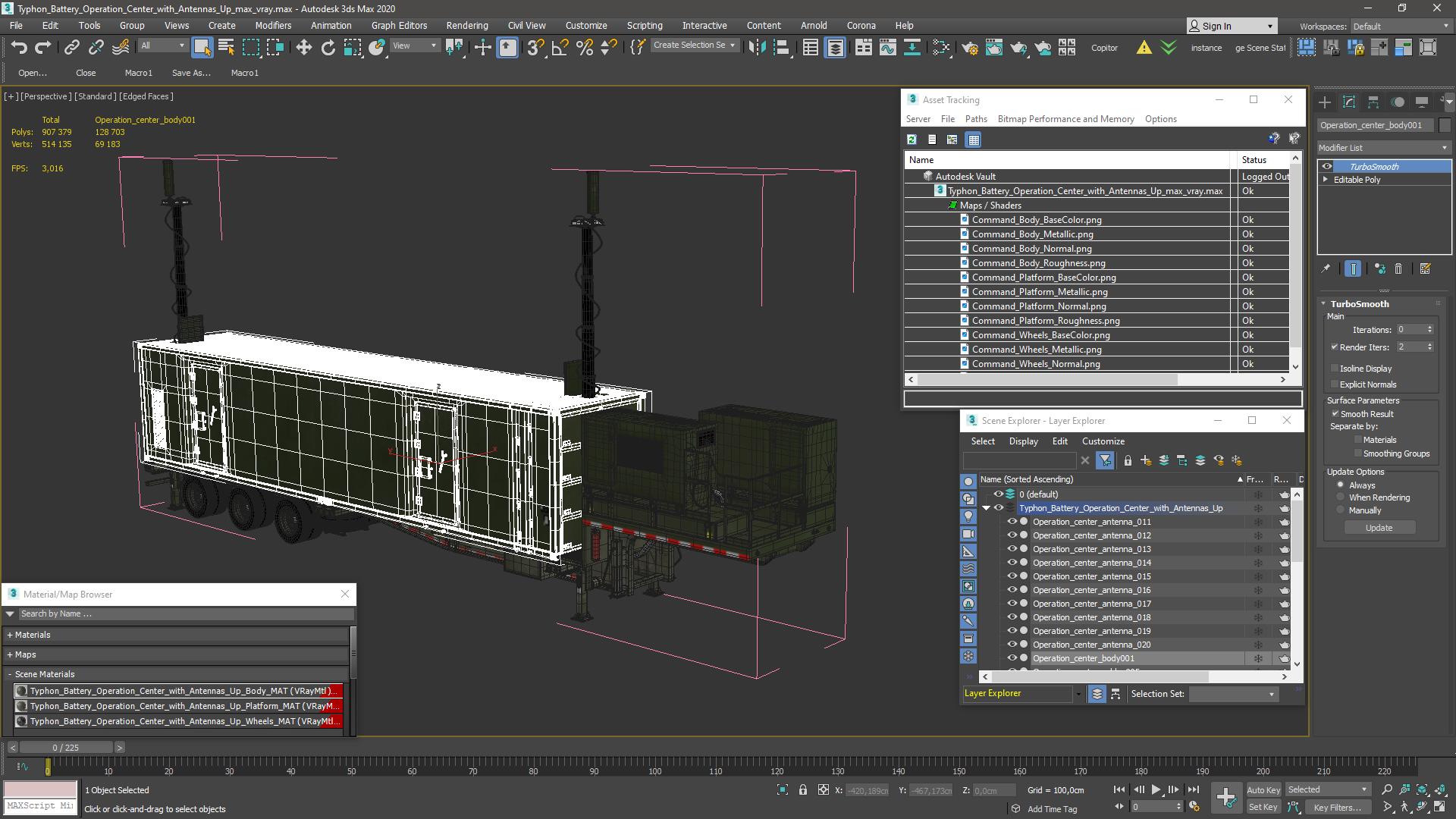 3D Typhon Battery Operation Center with Antennas Up model
