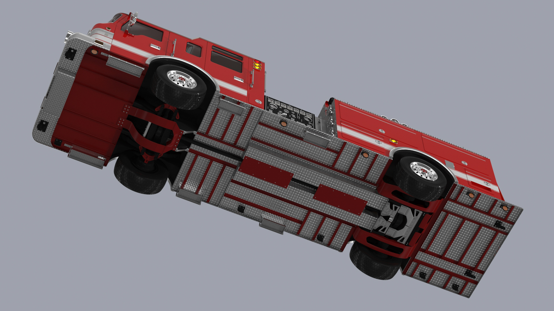 Fire Engine Rigged for Cinema 4D 3D
