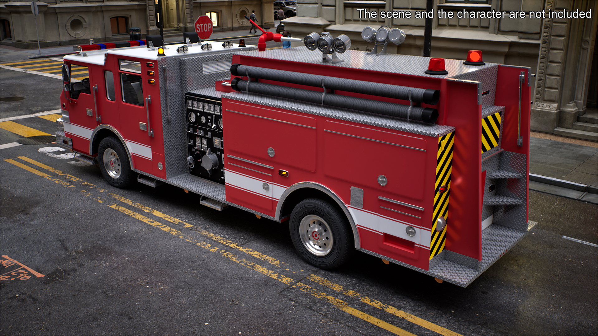 Fire Engine Rigged for Cinema 4D 3D