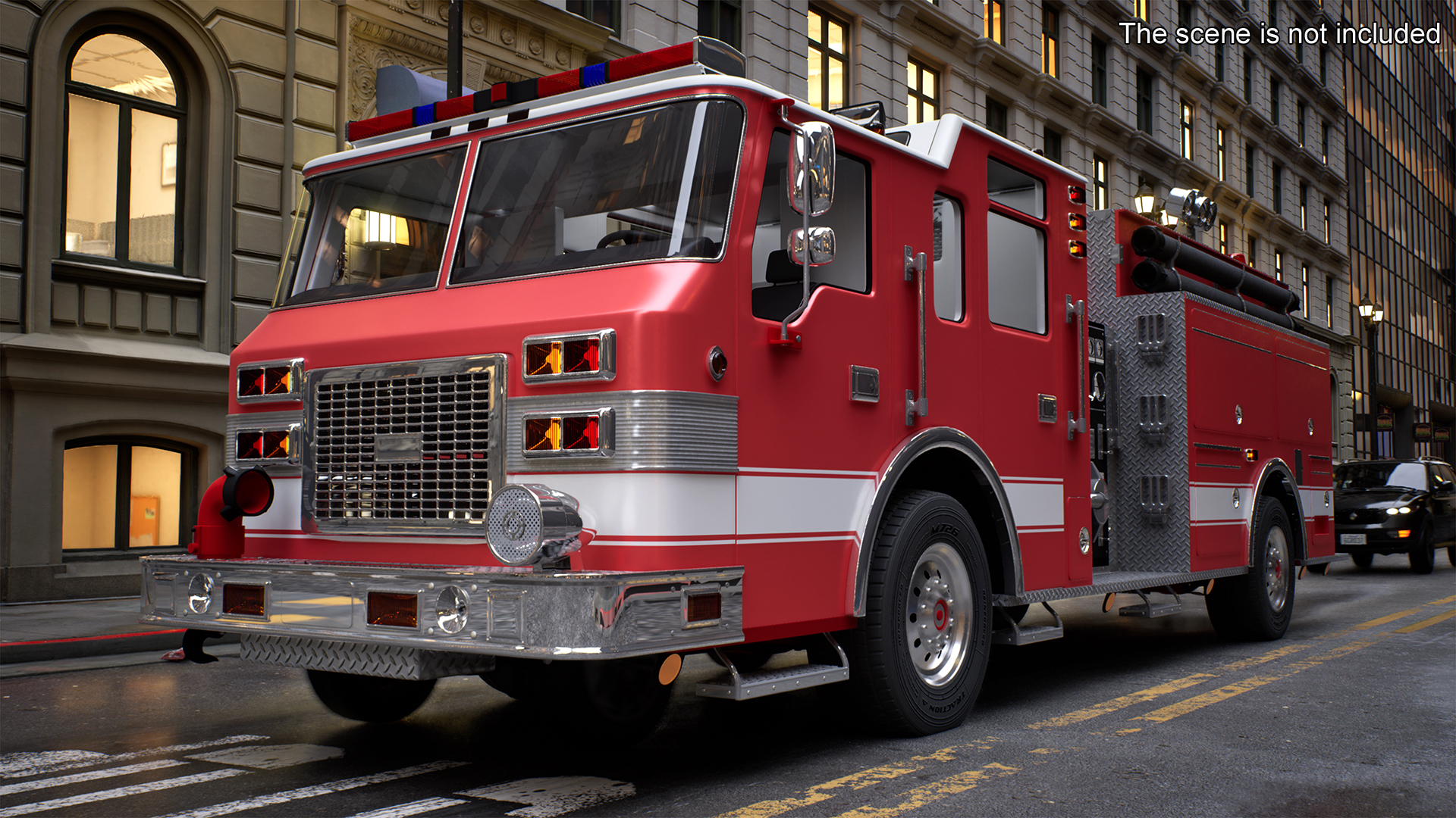 Fire Engine Rigged for Cinema 4D 3D