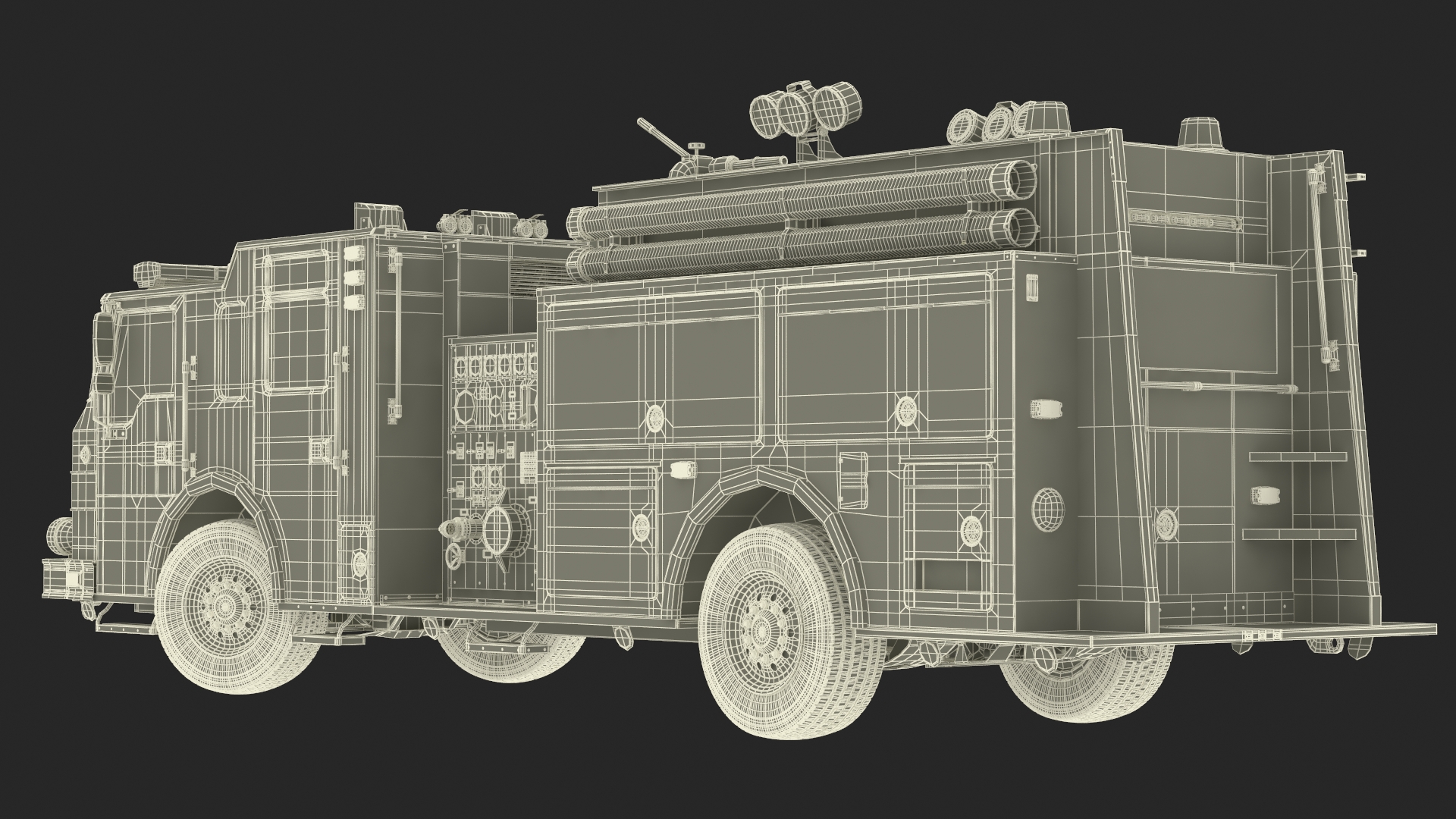 Fire Engine Rigged for Cinema 4D 3D