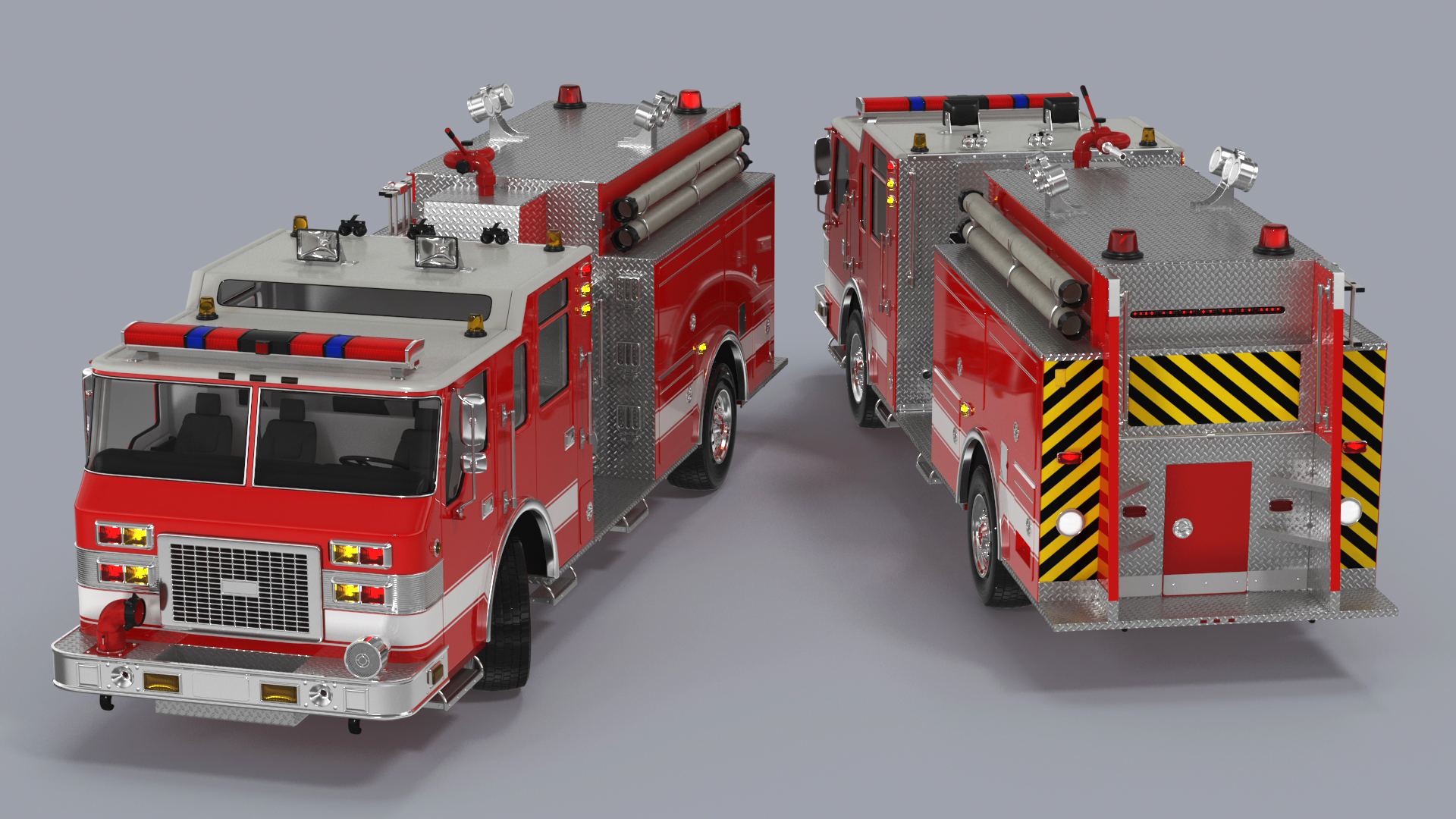 Fire Engine Rigged for Cinema 4D 3D