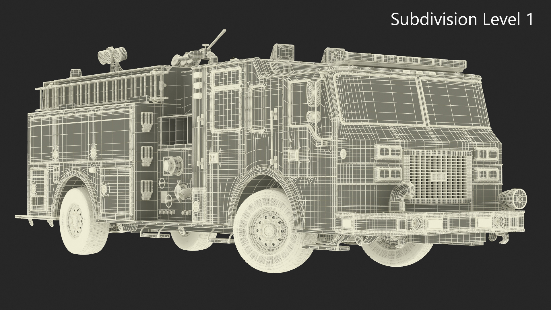 Fire Engine Rigged for Cinema 4D 3D