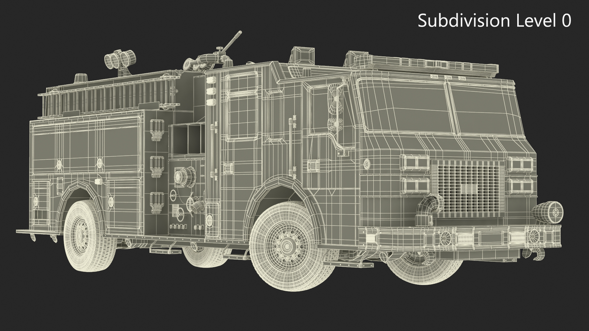 Fire Engine Rigged for Cinema 4D 3D