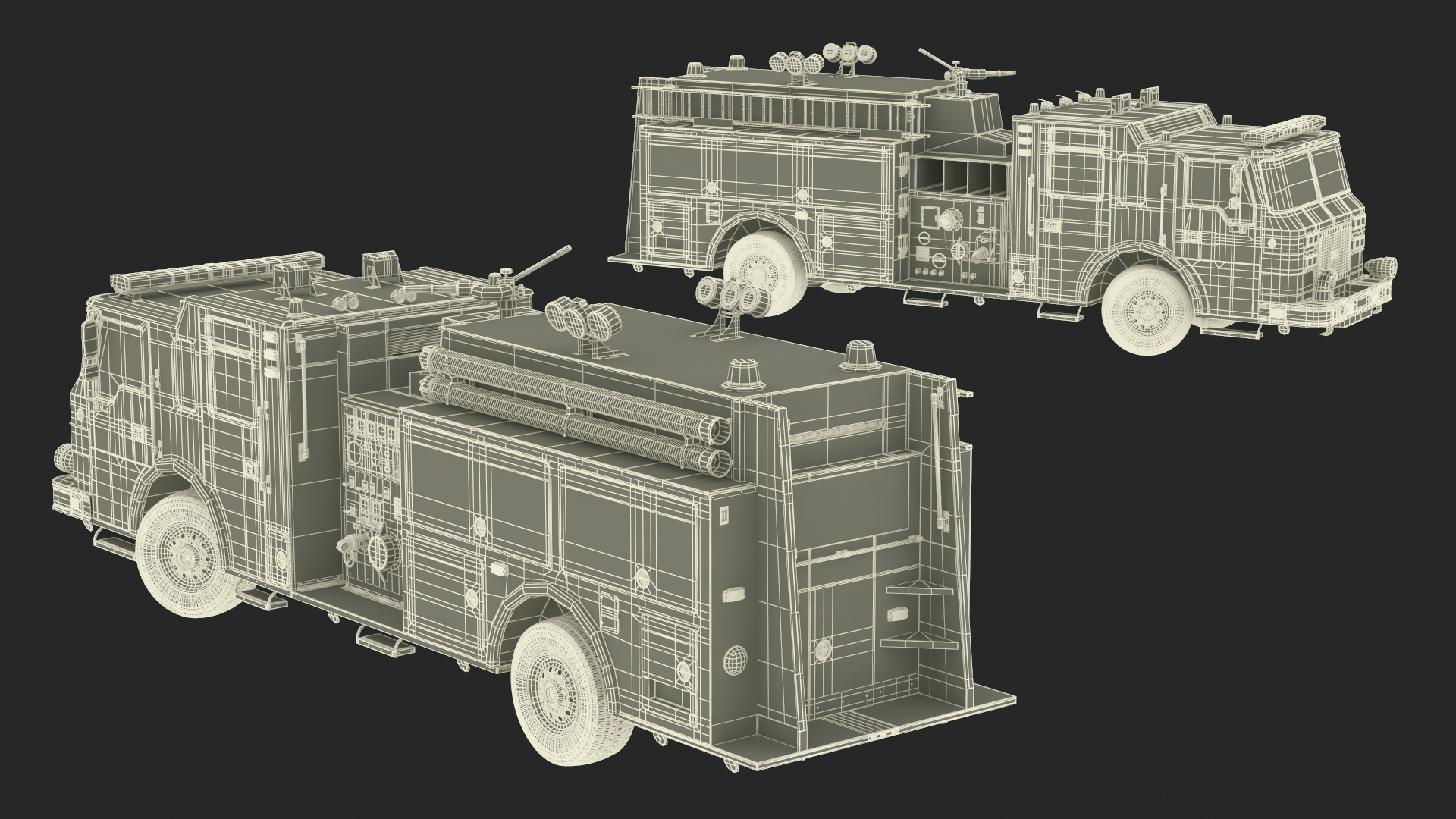 Fire Engine Rigged for Cinema 4D 3D