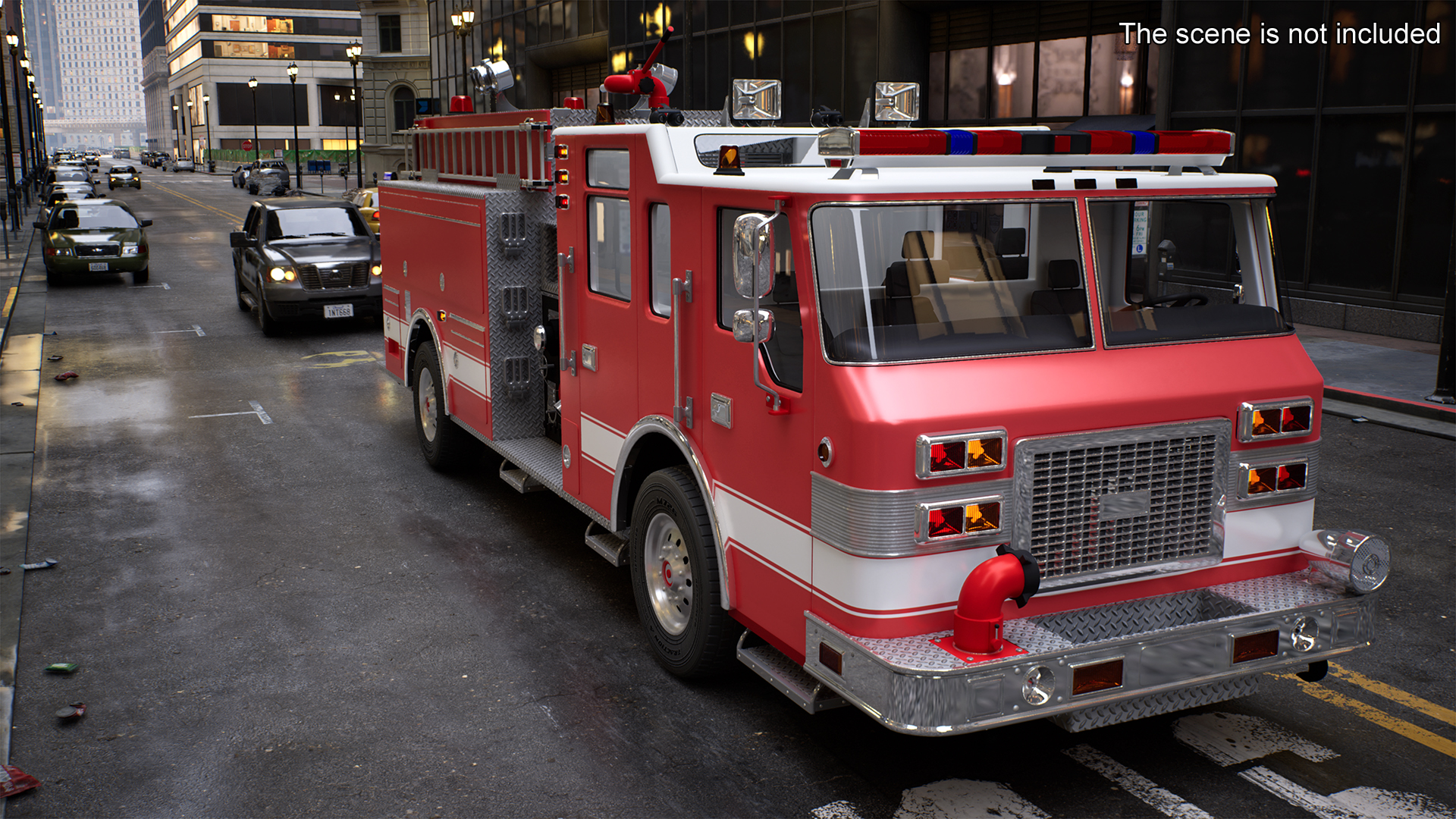 Fire Engine Rigged for Cinema 4D 3D