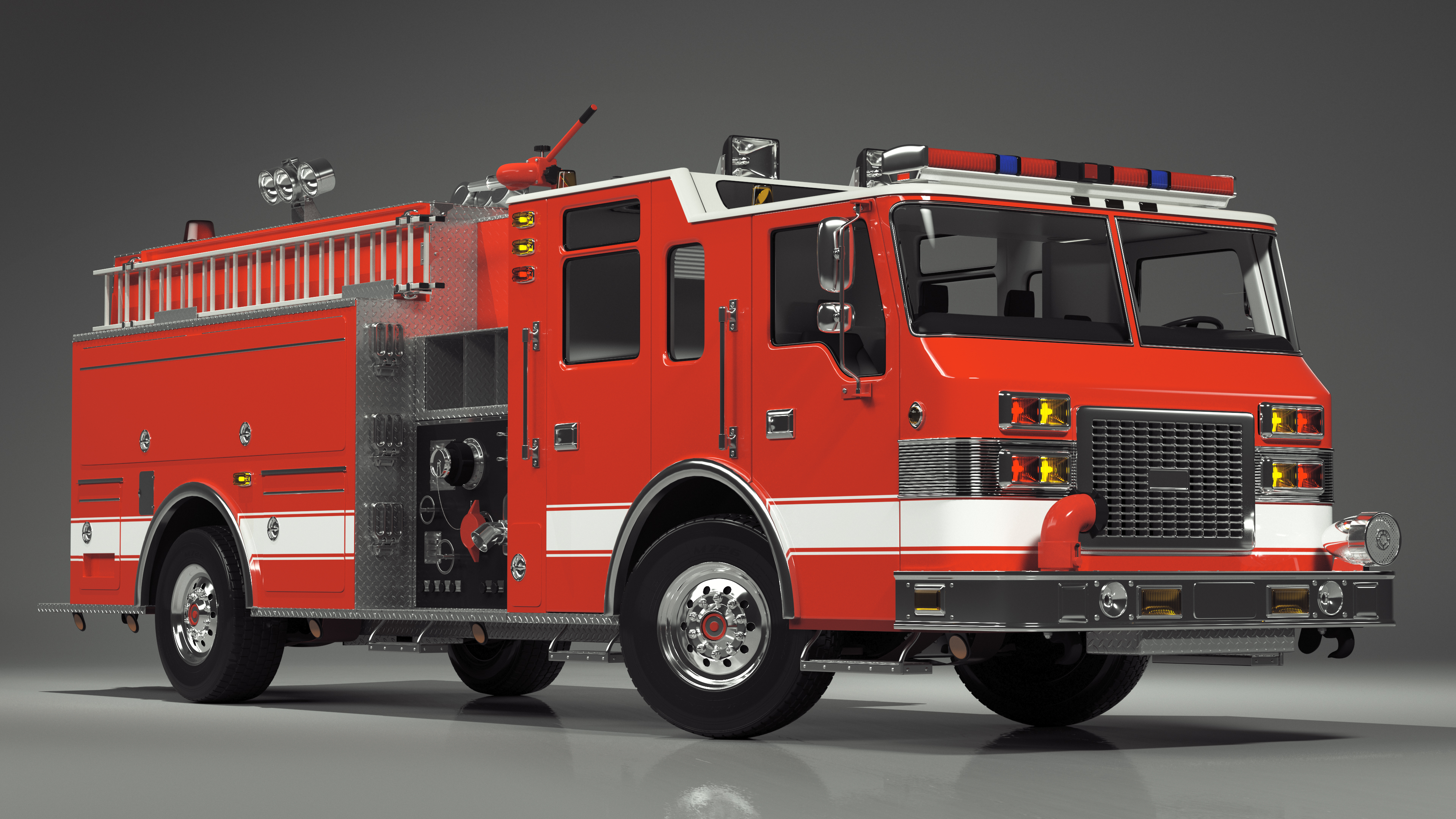 Fire Engine Rigged for Cinema 4D 3D