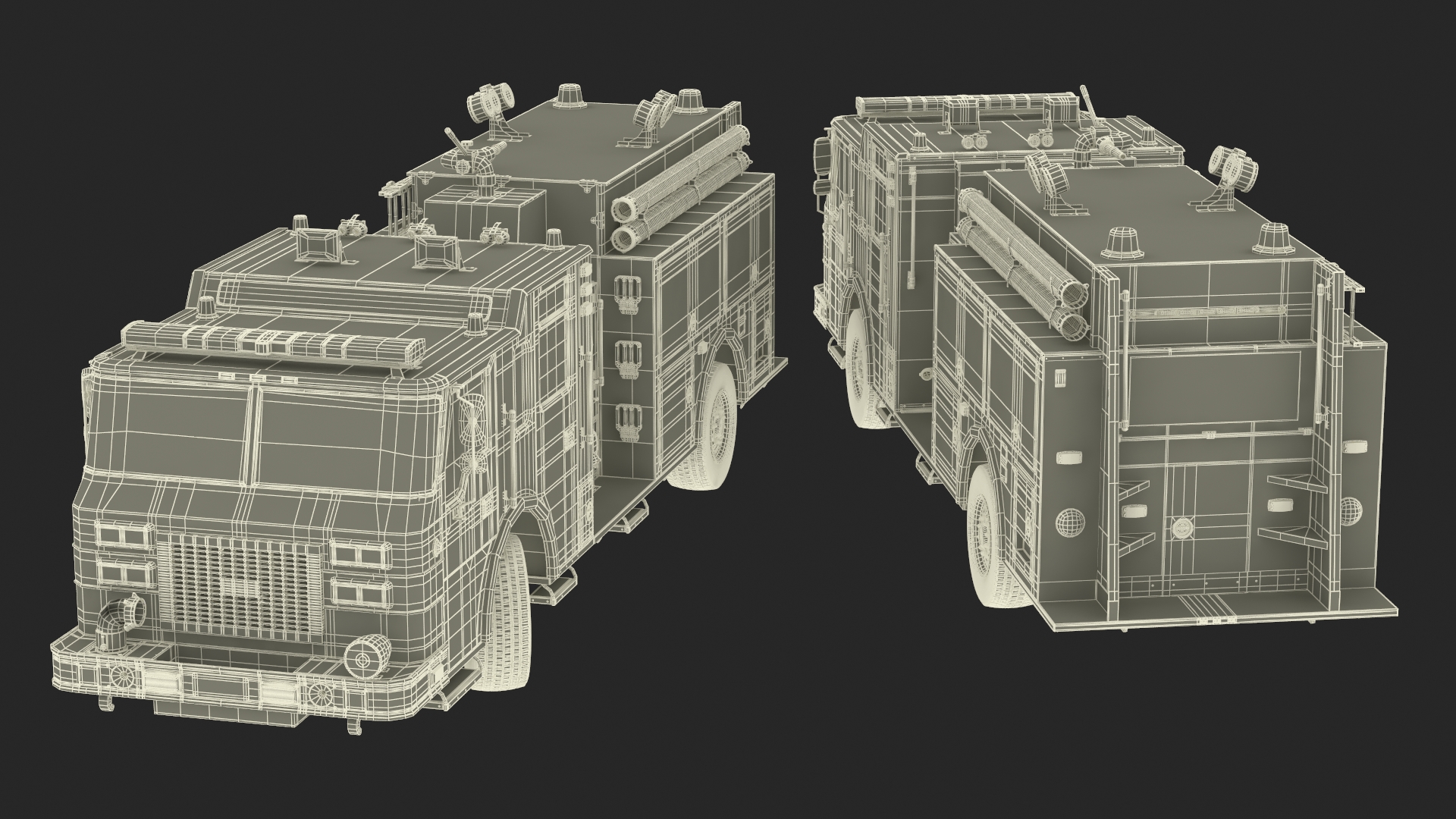 Fire Engine Rigged for Cinema 4D 3D