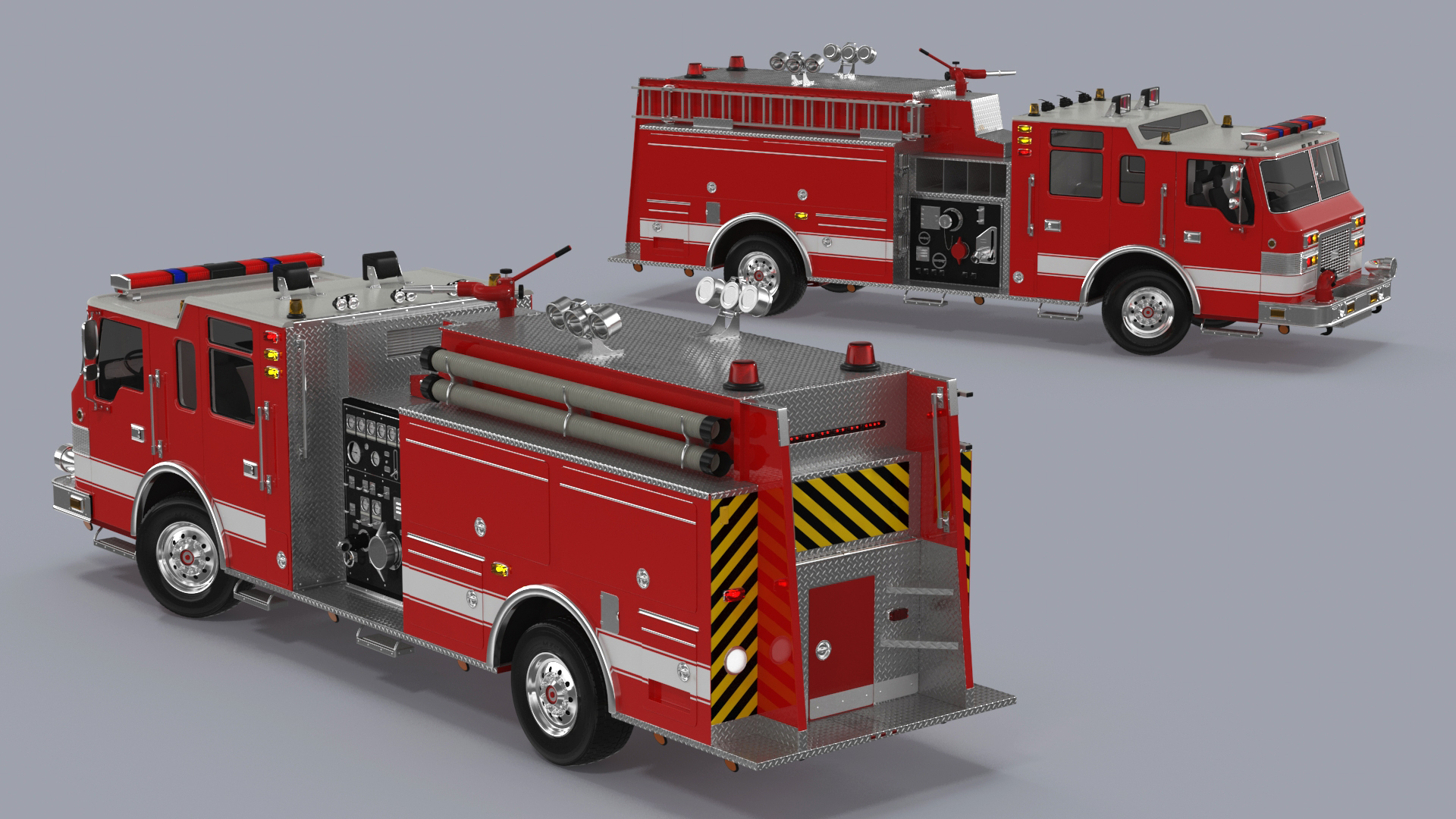 Fire Engine Rigged for Cinema 4D 3D