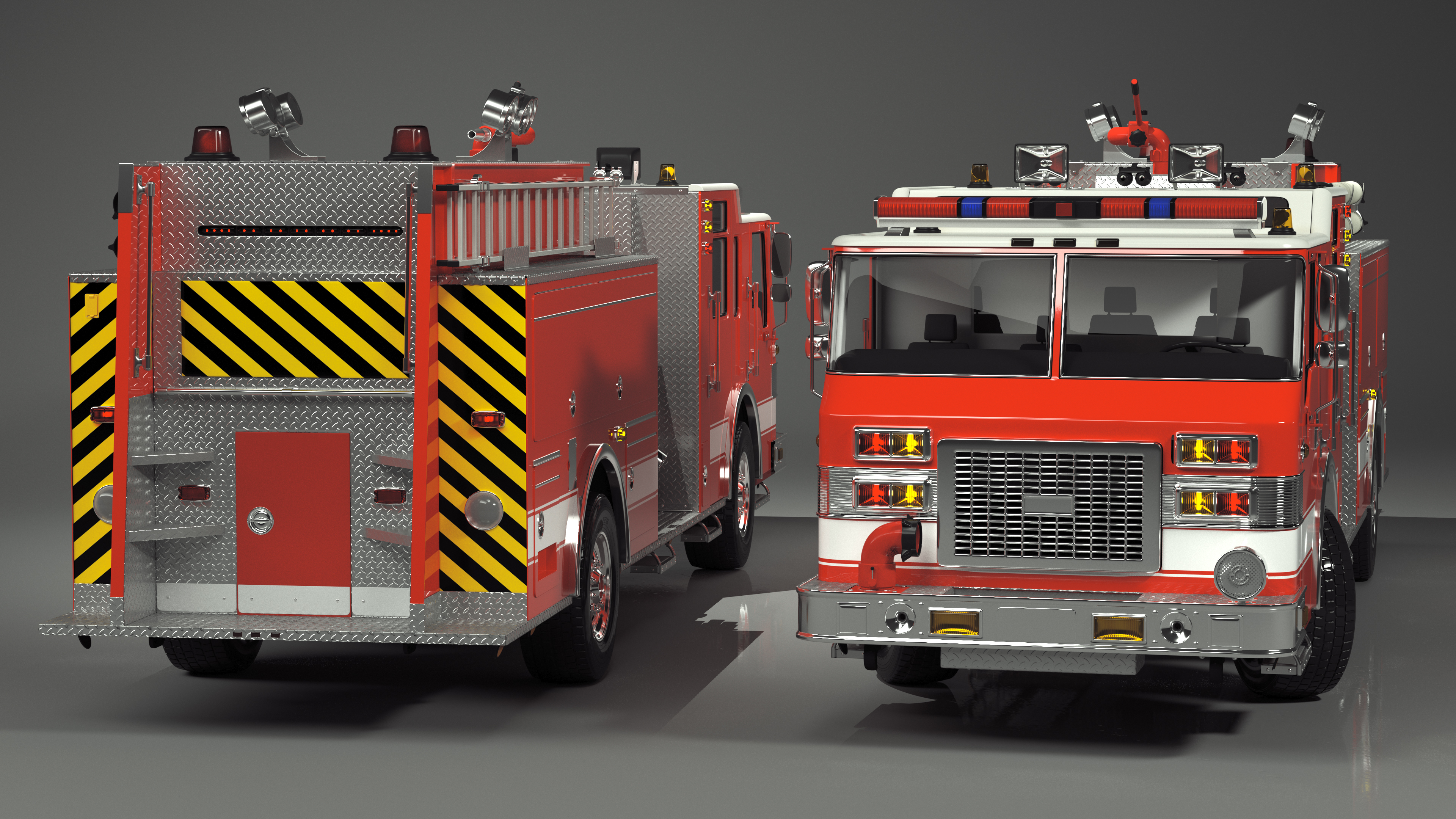 Fire Engine Rigged for Cinema 4D 3D