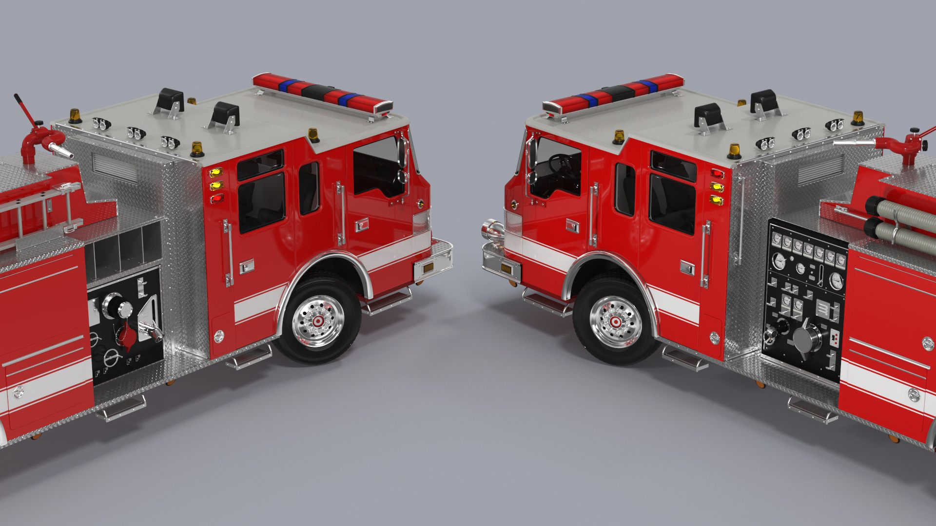 Fire Engine Rigged for Cinema 4D 3D