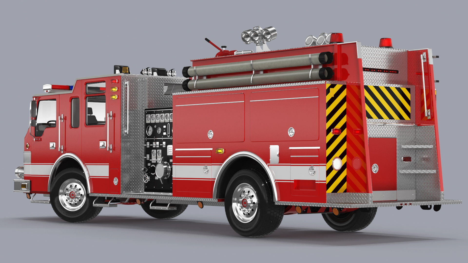 Fire Engine Rigged for Cinema 4D 3D