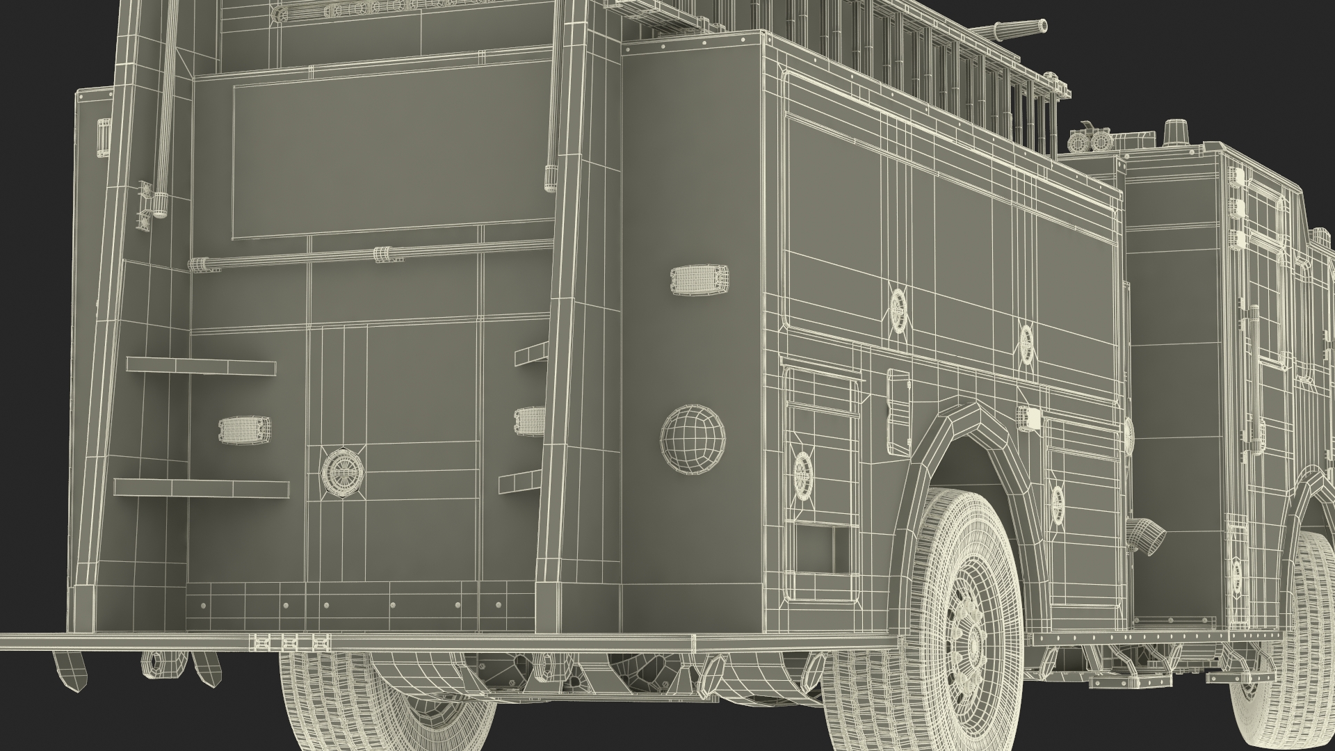 Fire Engine Rigged for Cinema 4D 3D