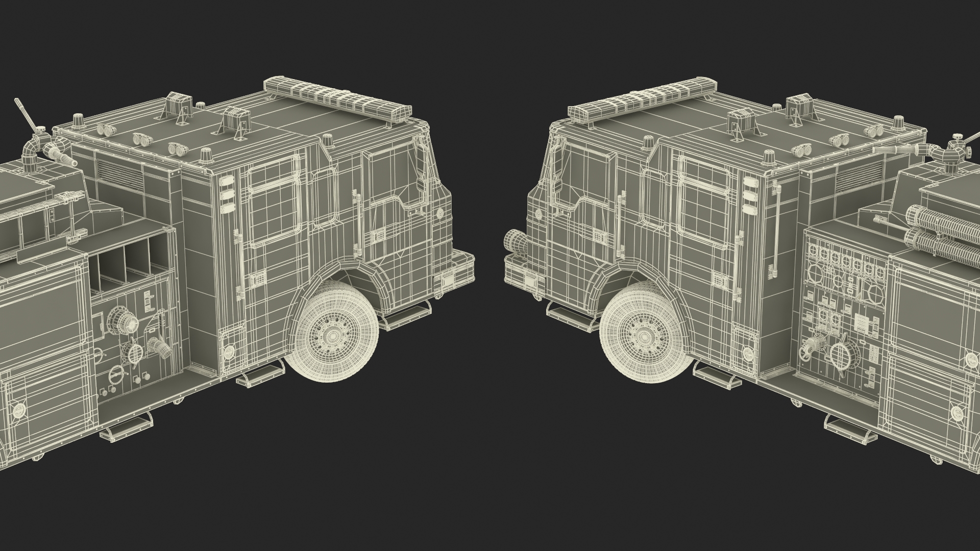 Fire Engine Rigged for Cinema 4D 3D