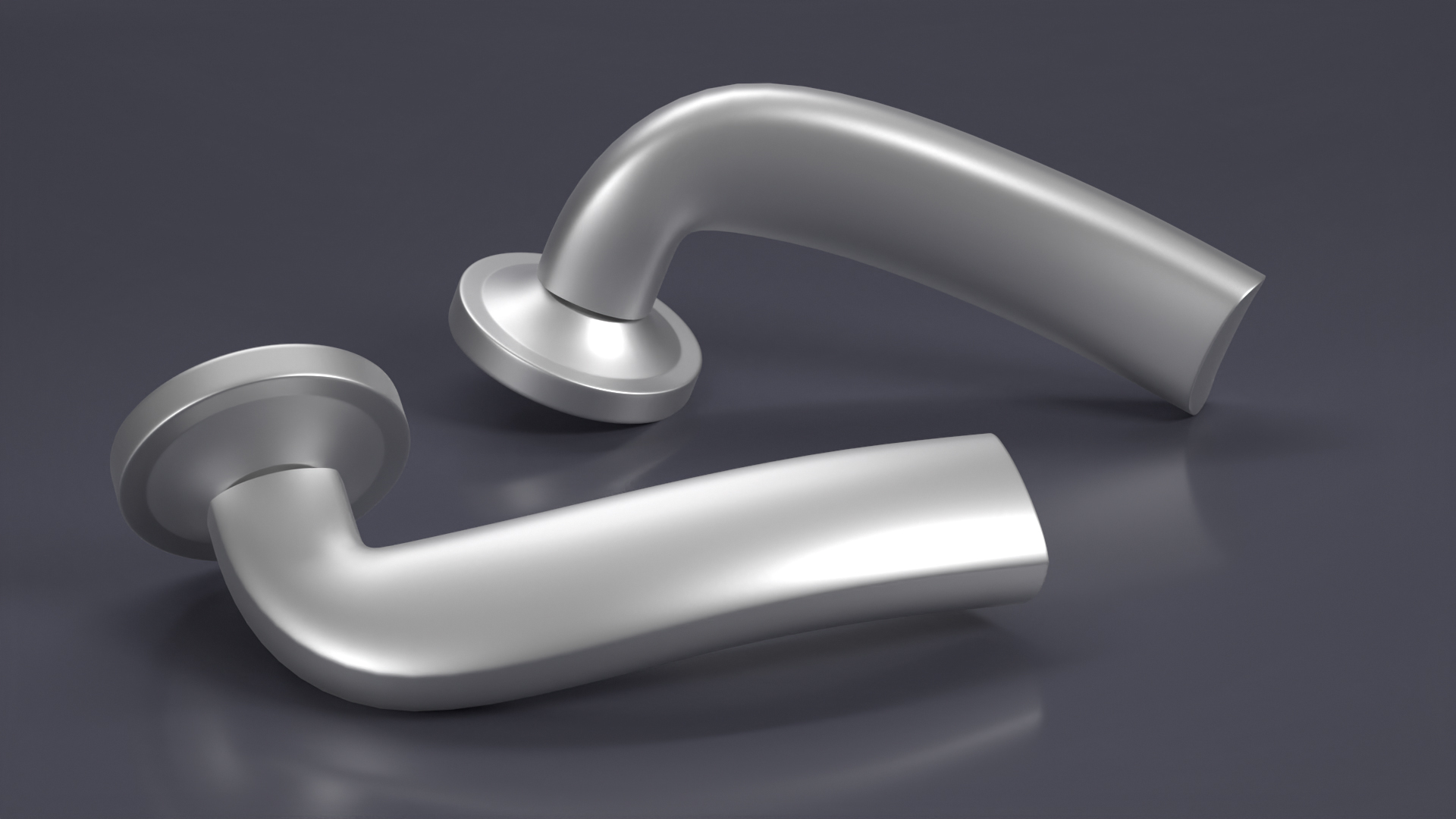 Door Handle Rotary Wave Metal 3D model