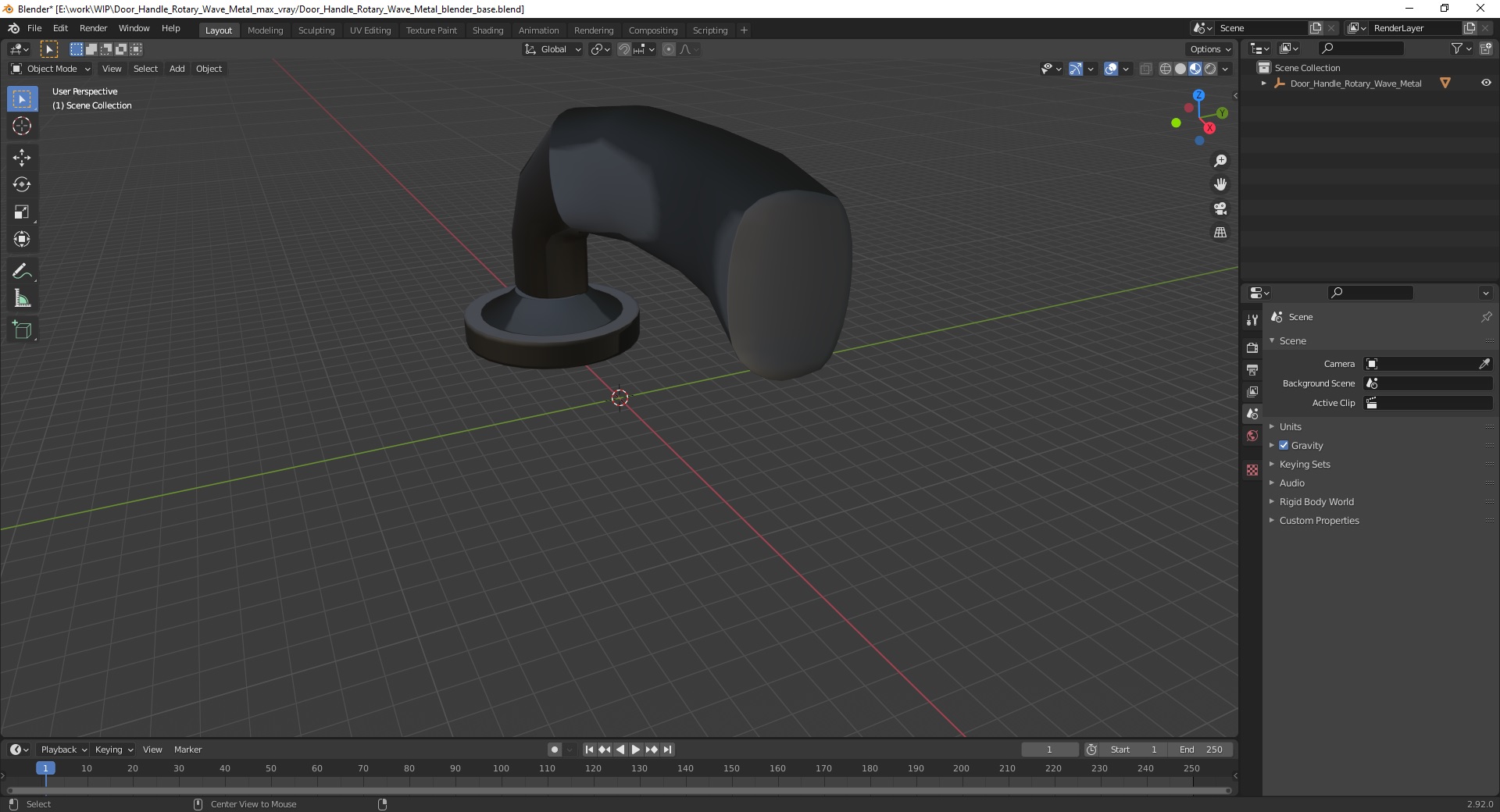 Door Handle Rotary Wave Metal 3D model