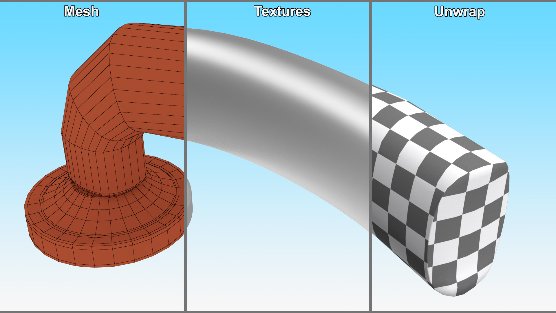 Door Handle Rotary Wave Metal 3D model