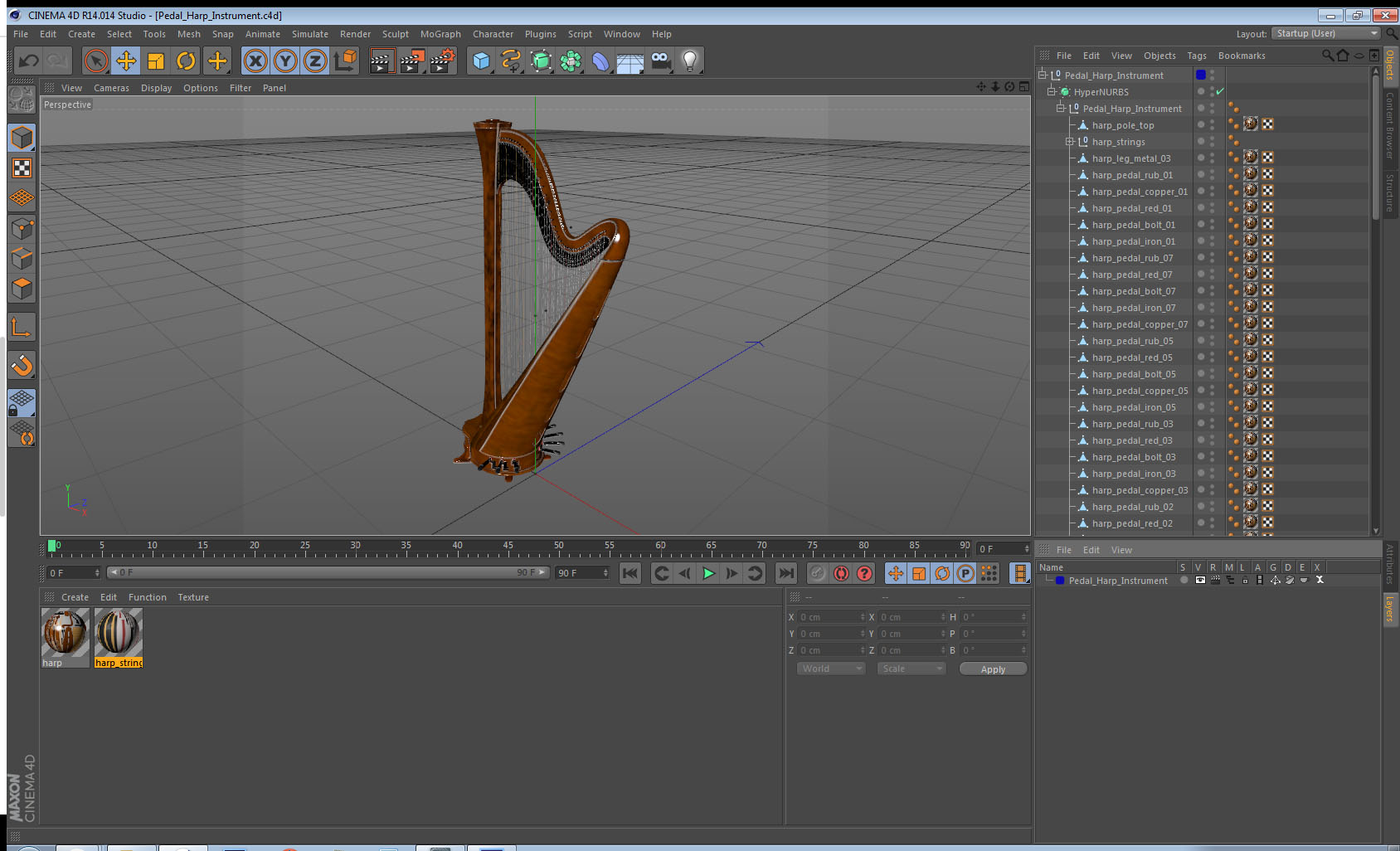 3D Pedal Harp Instrument