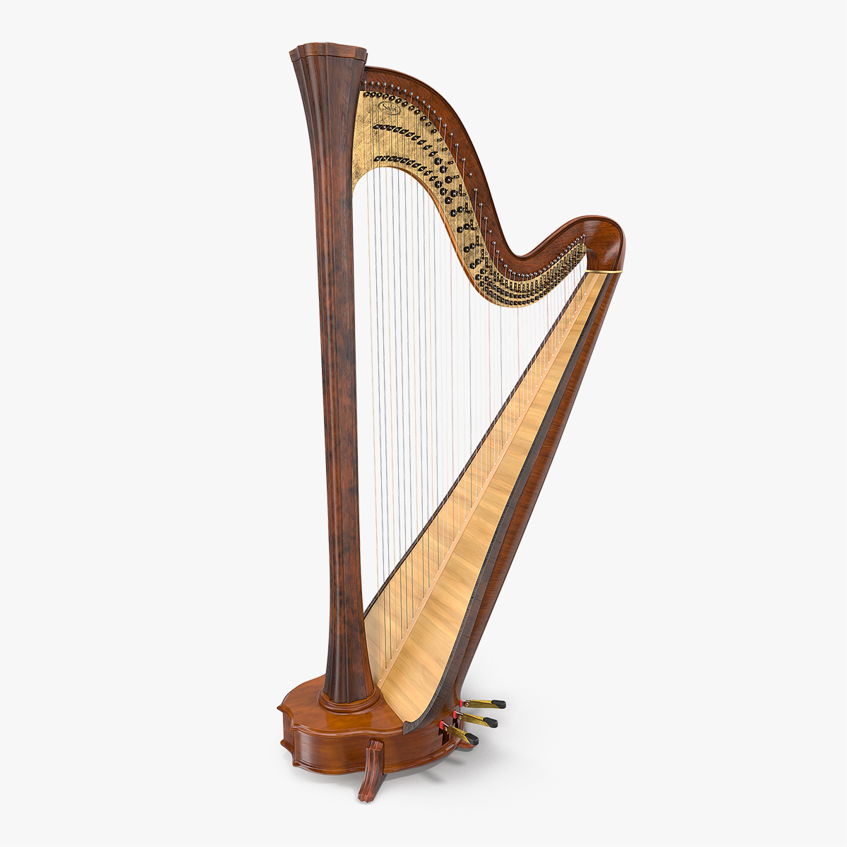 Pedal Harp Instrument 3D Model