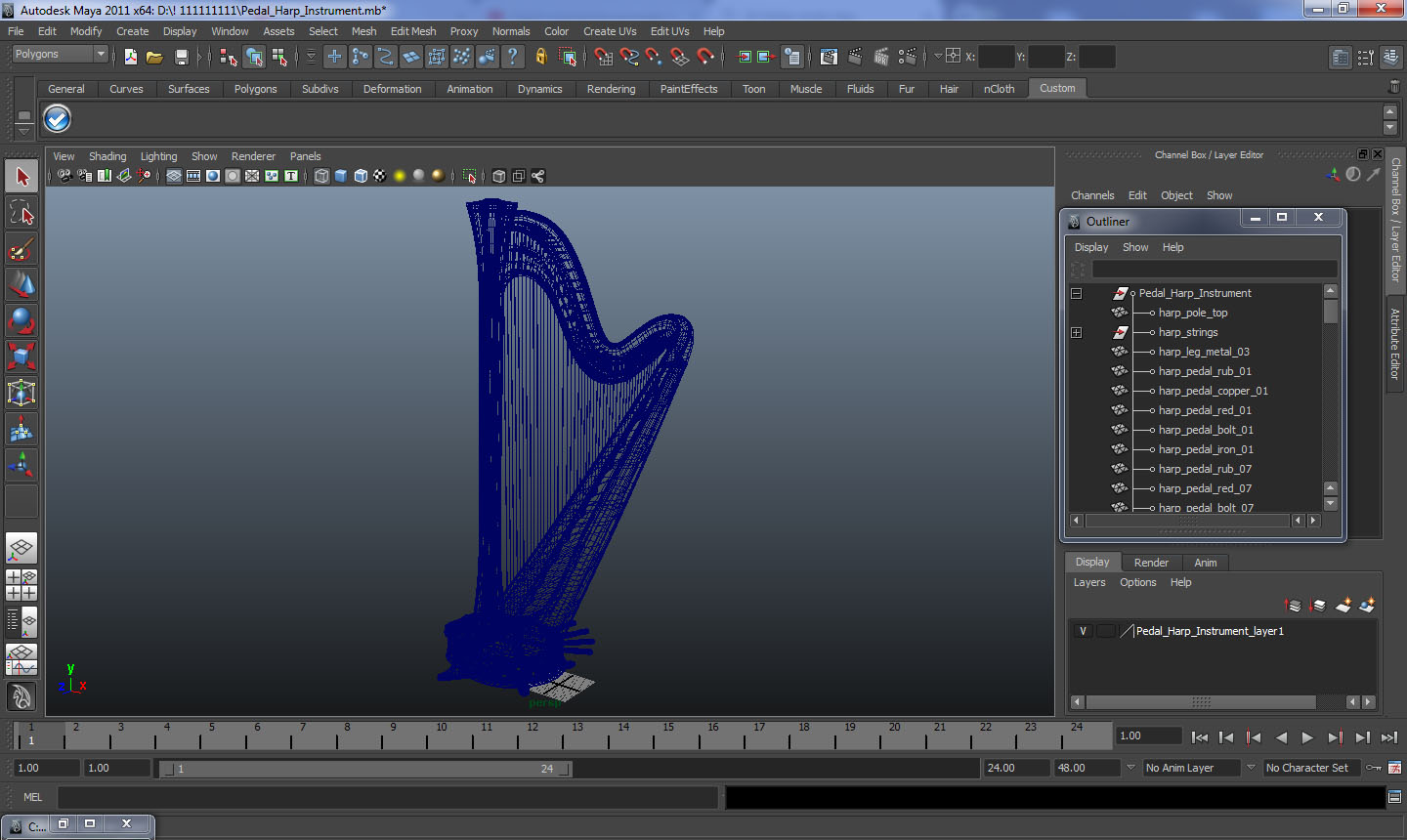3D Pedal Harp Instrument