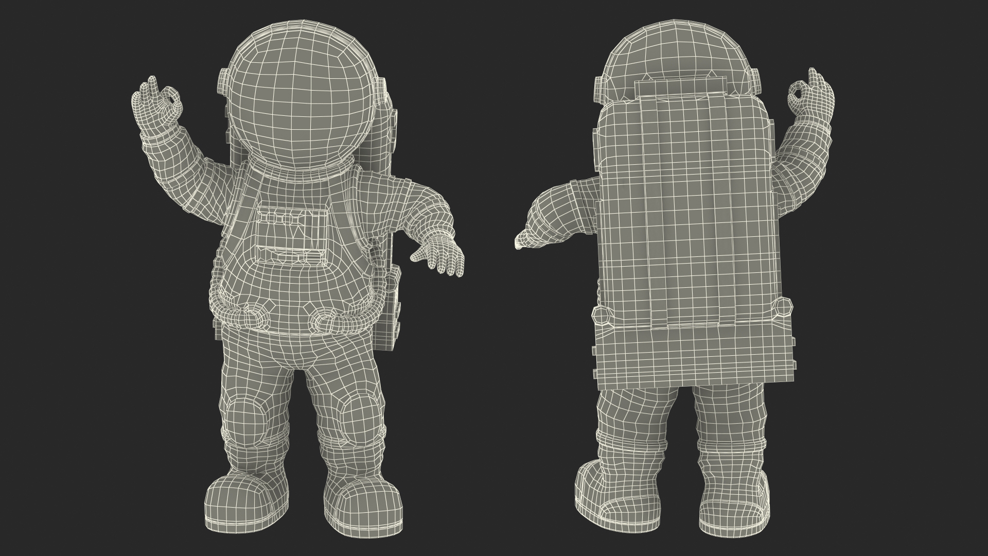 Astronaut Toy Character Green OK Pose 3D