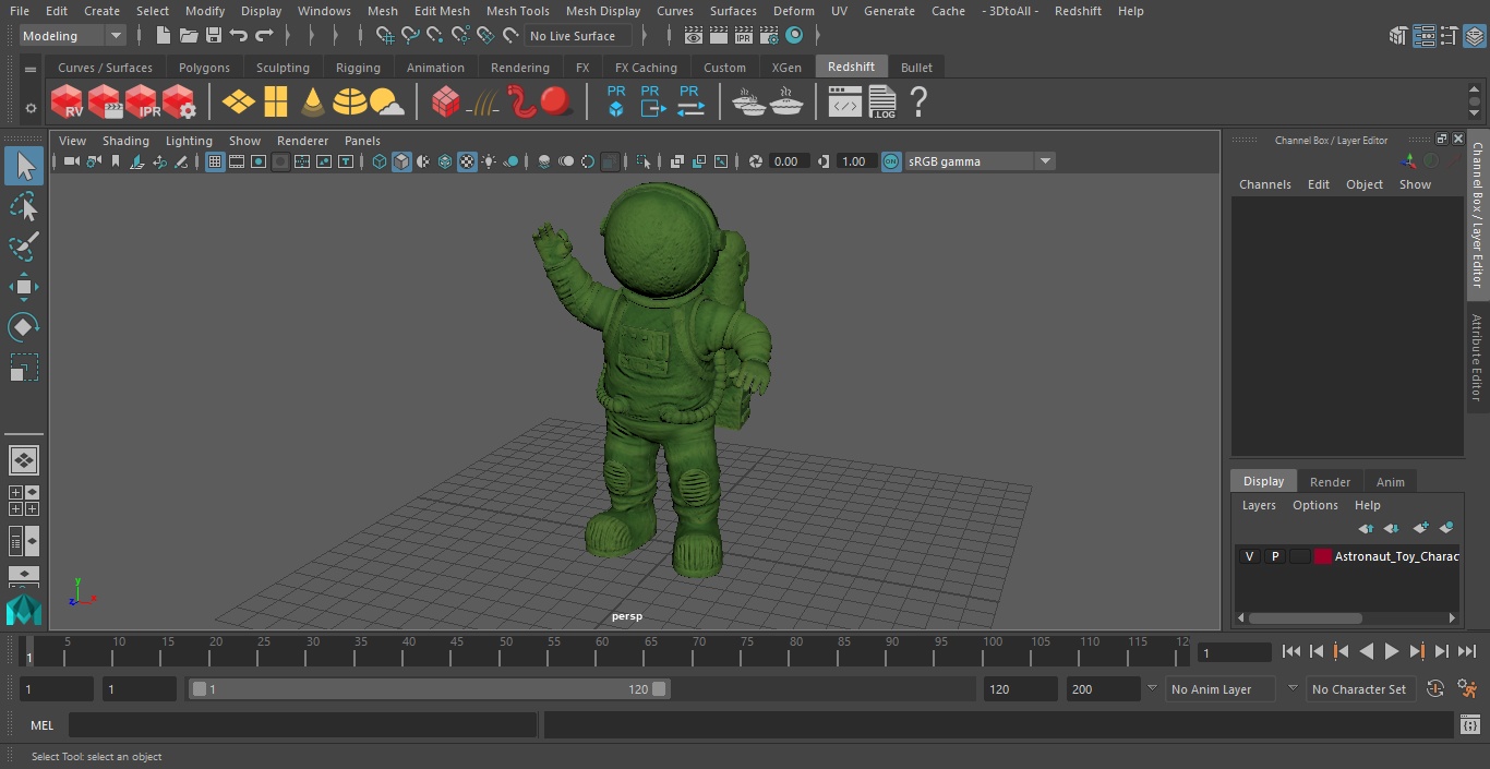 Astronaut Toy Character Green OK Pose 3D