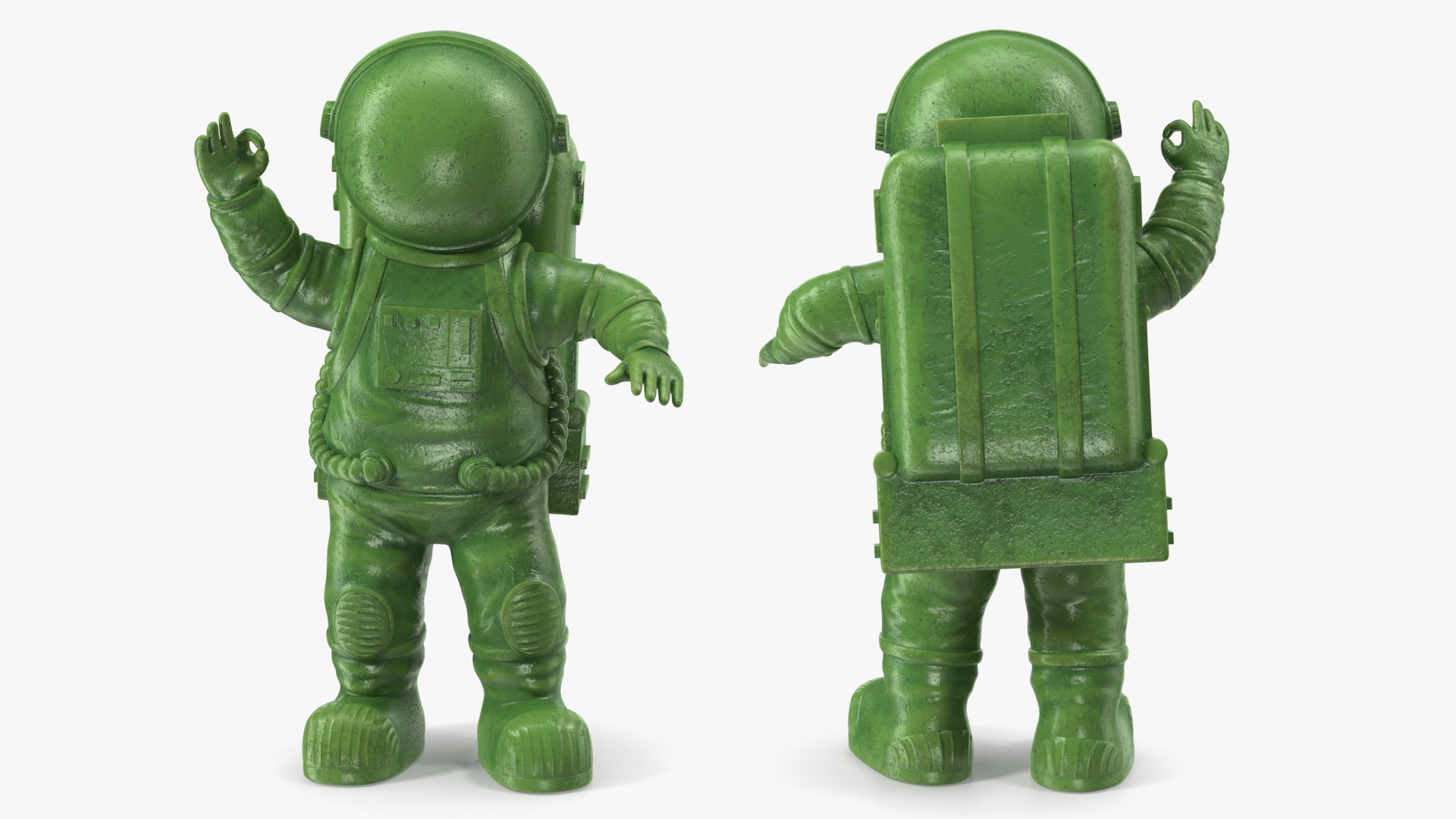 Astronaut Toy Character Green OK Pose 3D