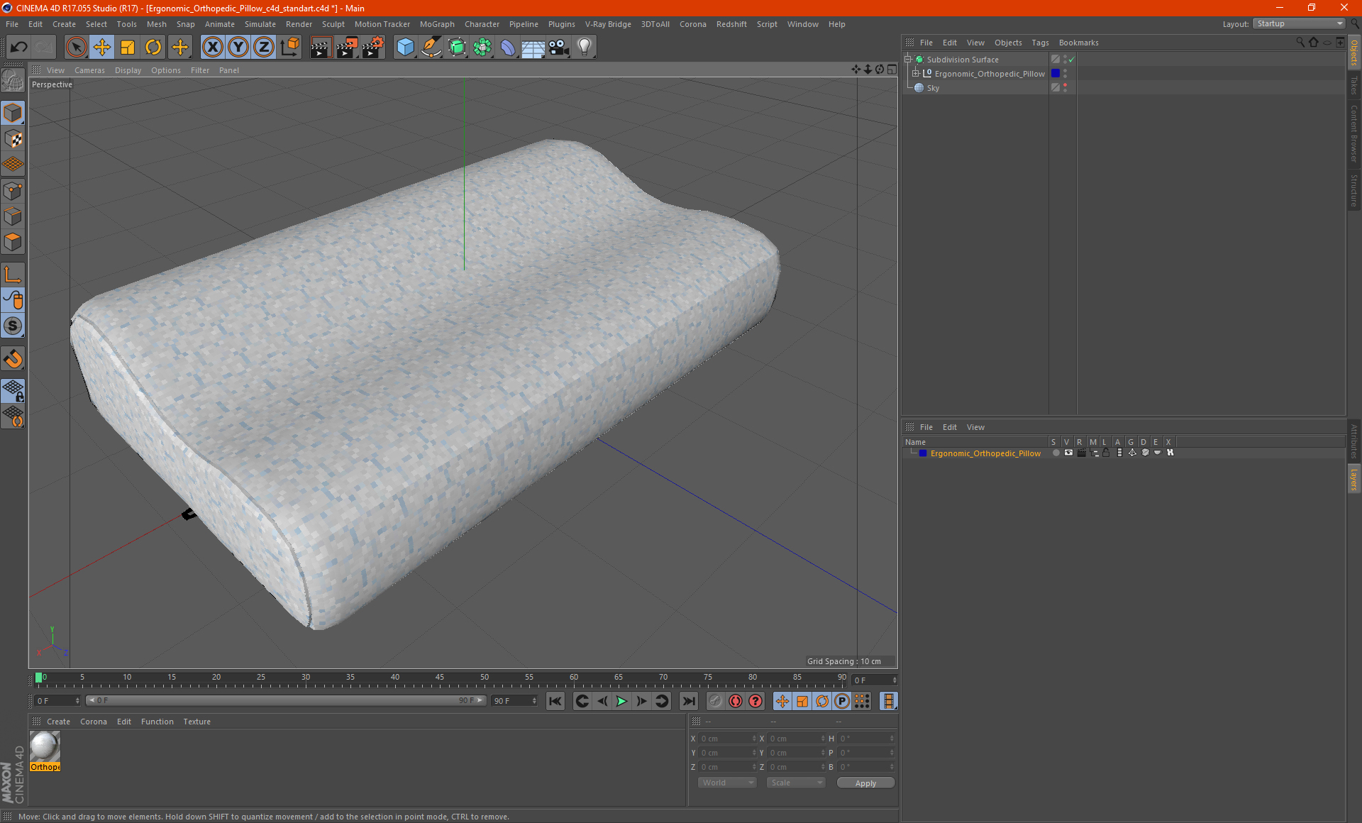 Ergonomic Orthopedic Pillow 3D