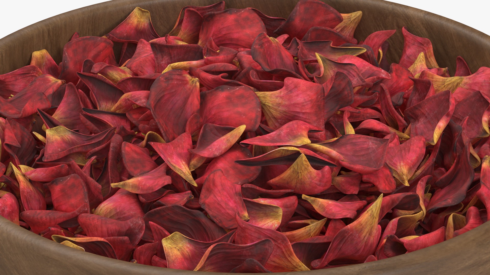 3D Wooden Bowl with Dried Red Petals model