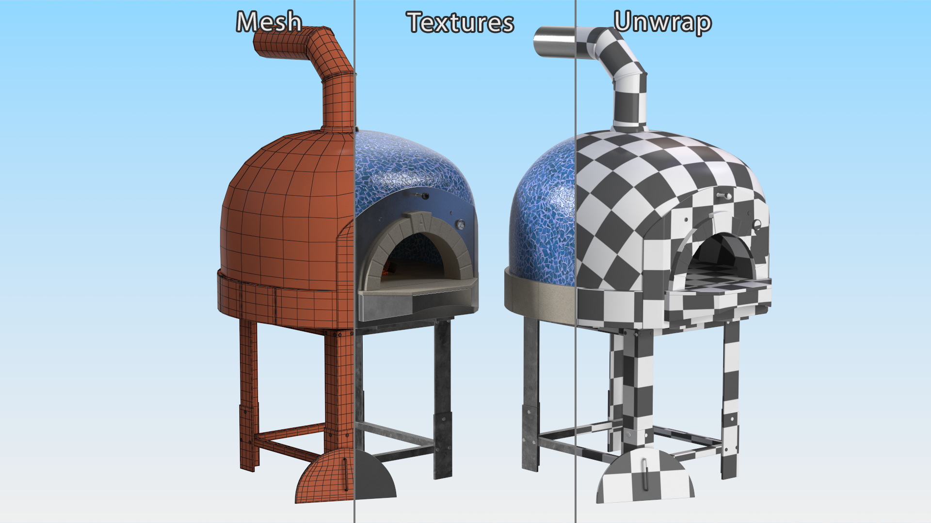 3D model Rustic Italian Pizza Oven Blue