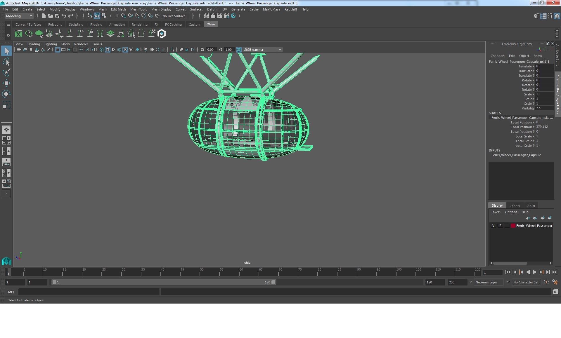 3D model Ferris Wheel Passenger Capsule