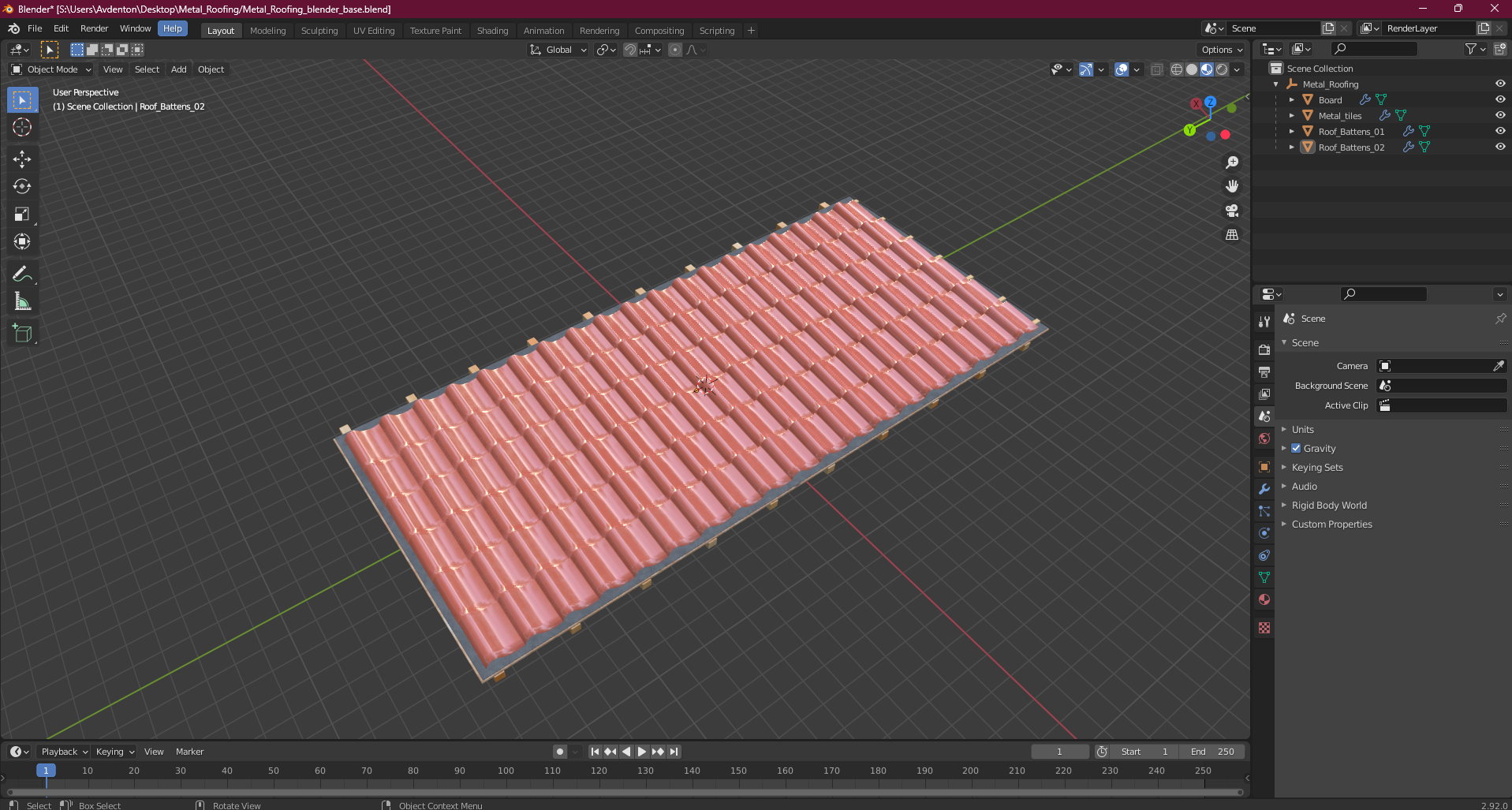 3D Metal Roofing model