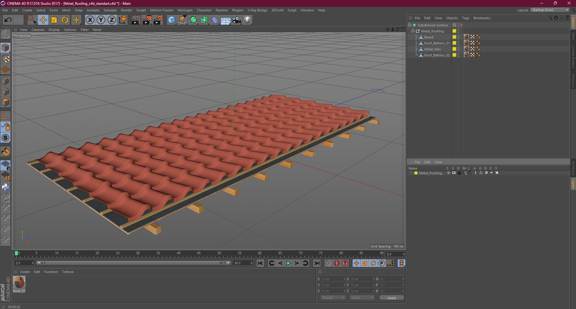 3D Metal Roofing model