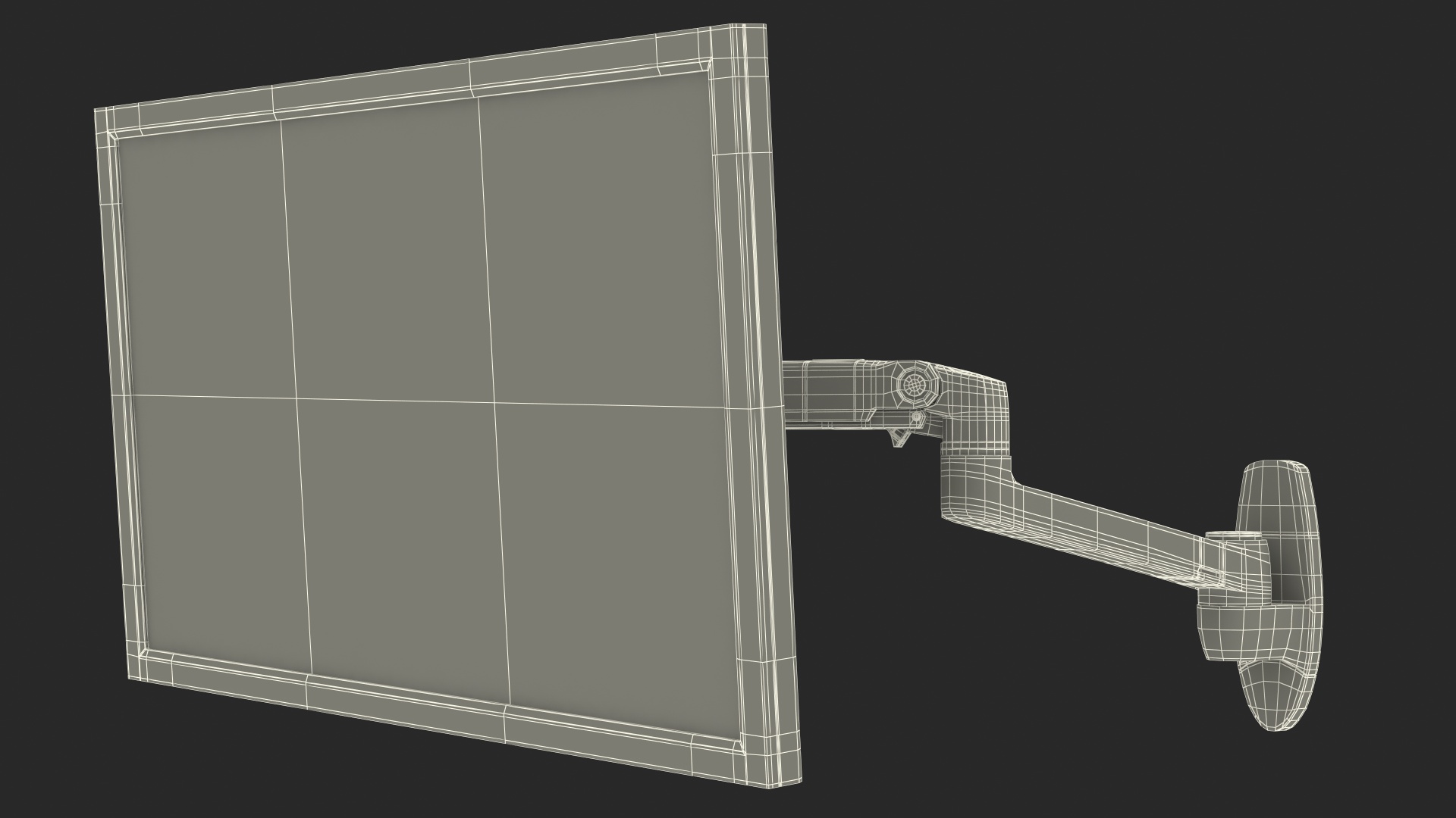 3D Ergotron LX Wall Mount Monitor Arm Rigged