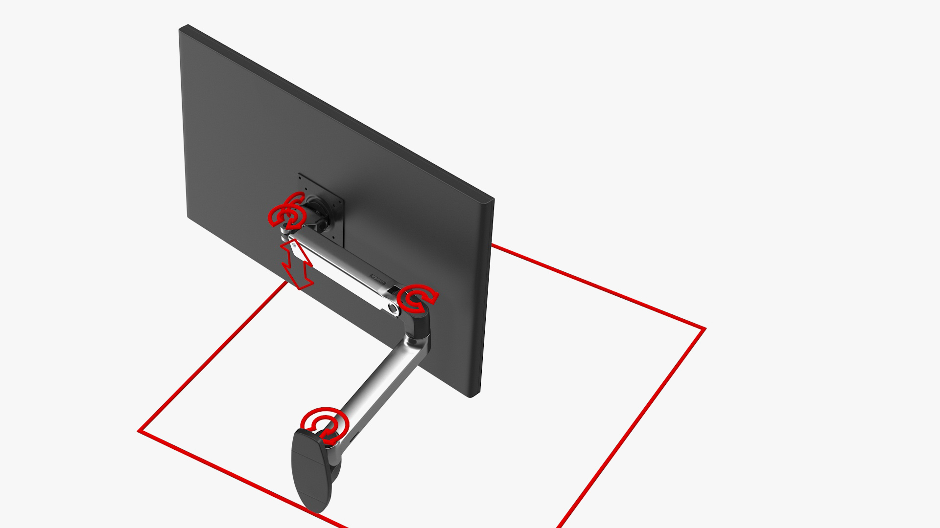 3D Ergotron LX Wall Mount Monitor Arm Rigged