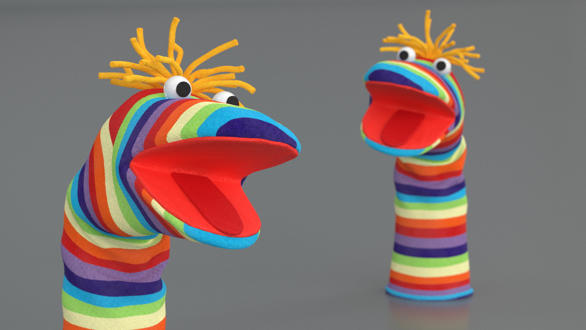 3D Character Hand Puppet Striped Boy Surprised Pose model