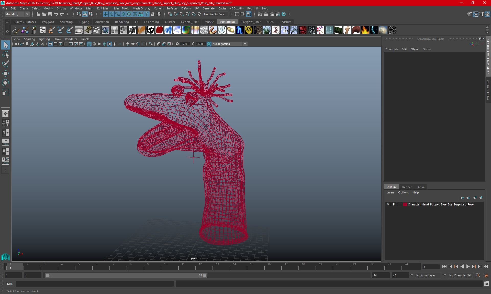 3D Character Hand Puppet Striped Boy Surprised Pose model