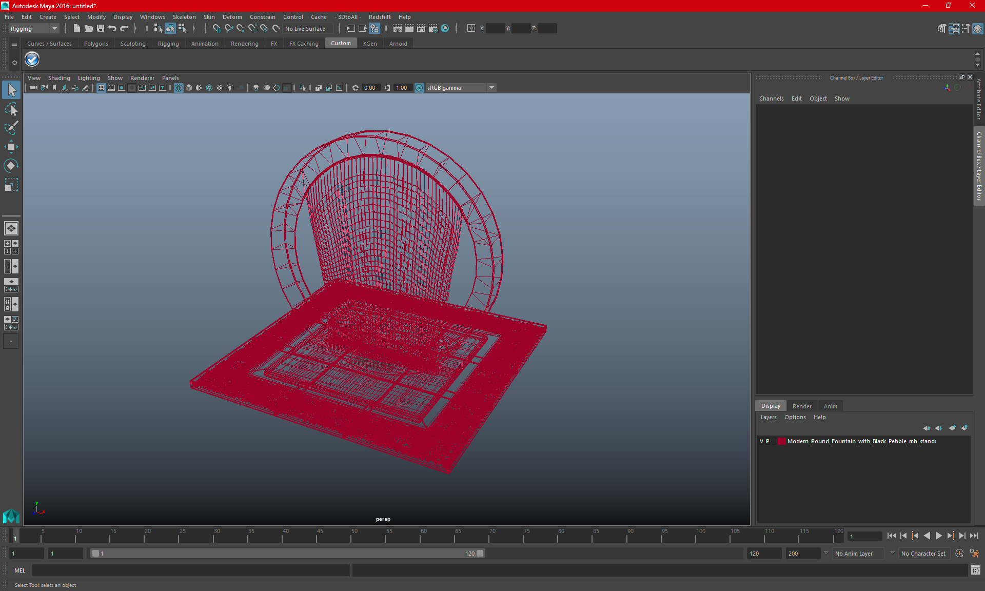 Modern Round Fountain with Black Pebble 3D model