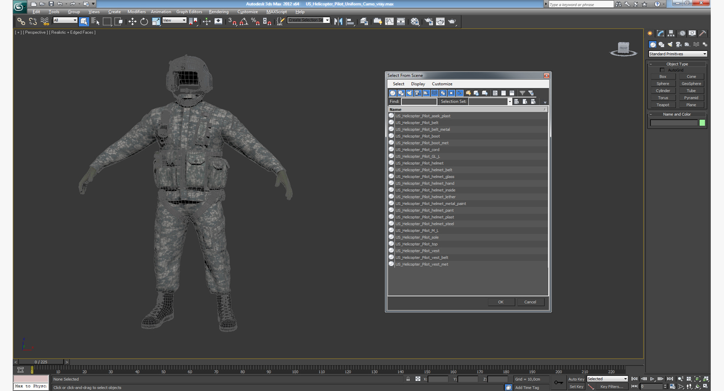 US Helicopter Pilot Uniform Camo 3D
