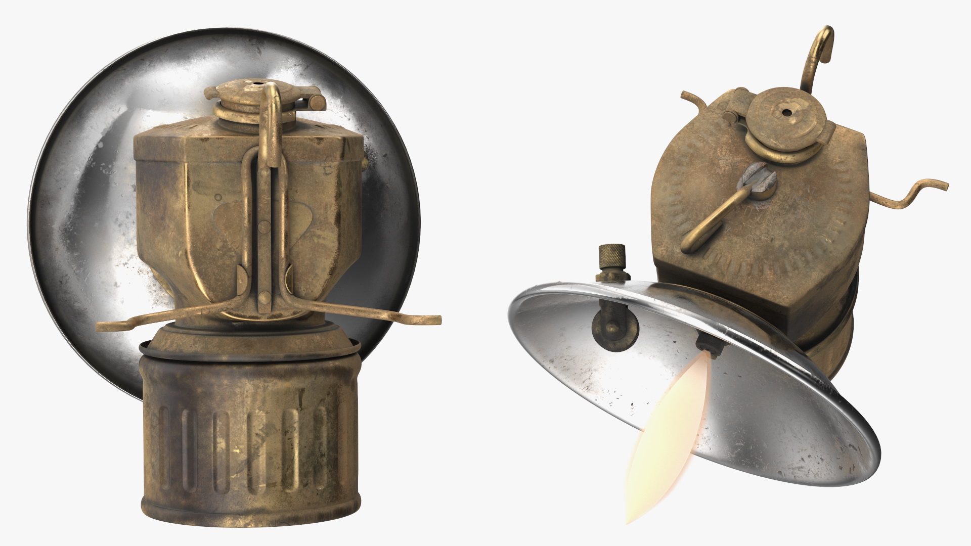 3D Retro Brass Carbide Lamp Old model