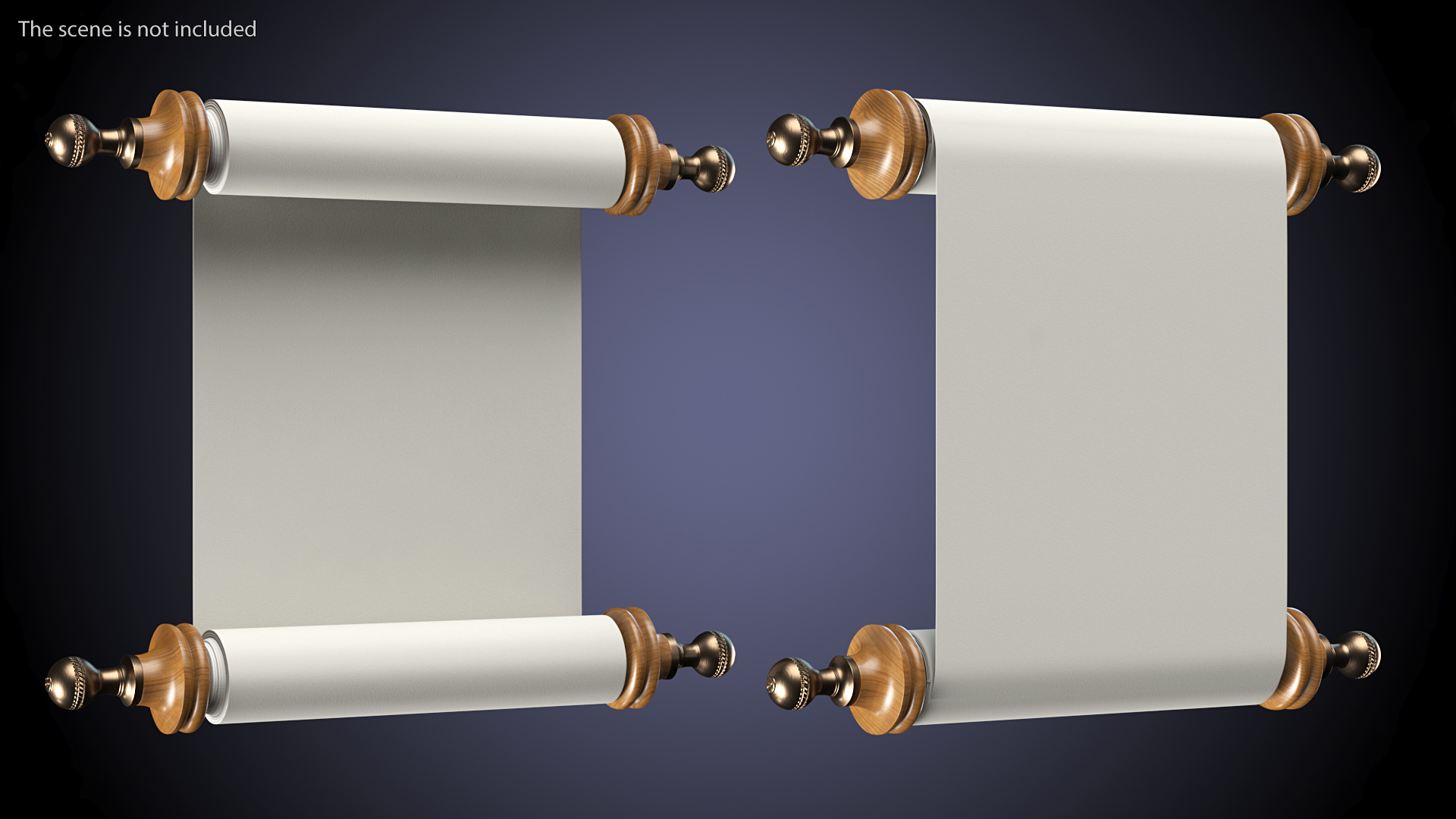 3D Unfolded Blank Parchment Scroll