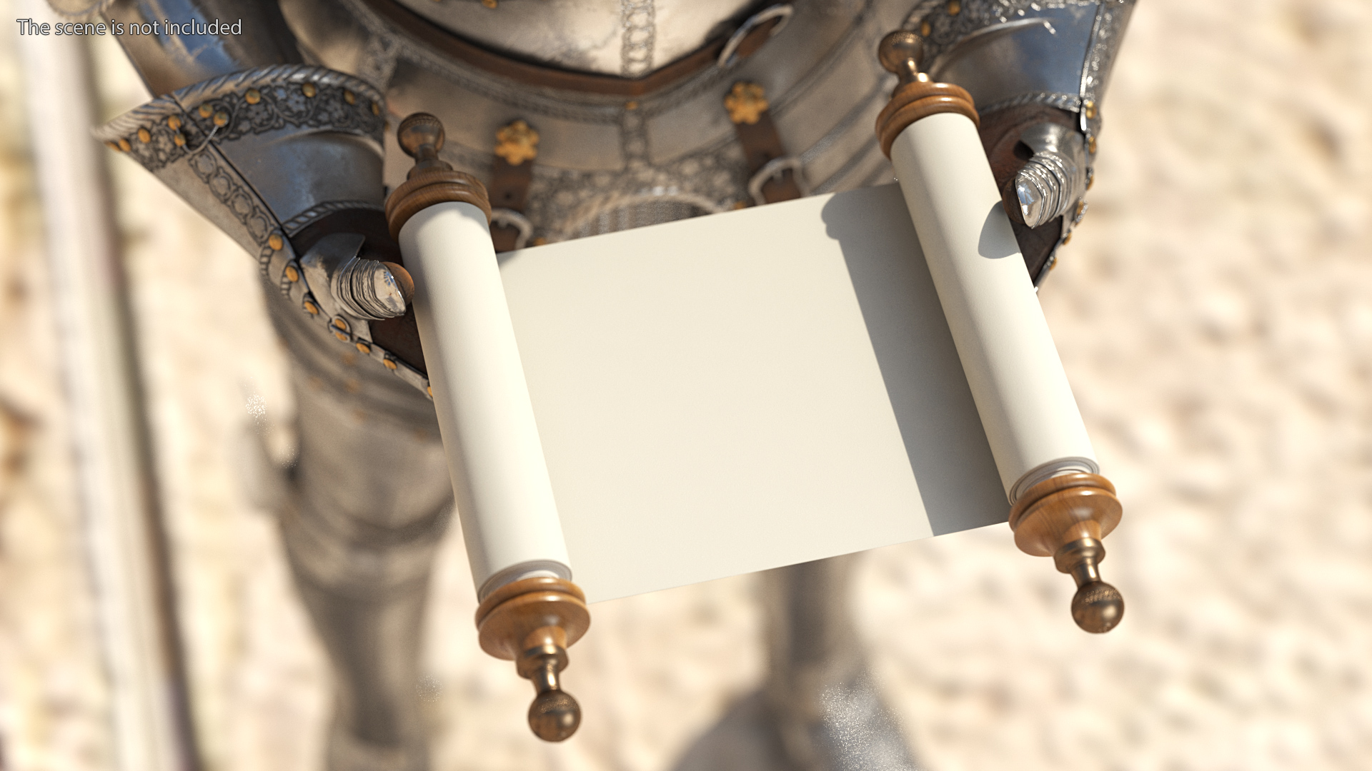 3D Unfolded Blank Parchment Scroll