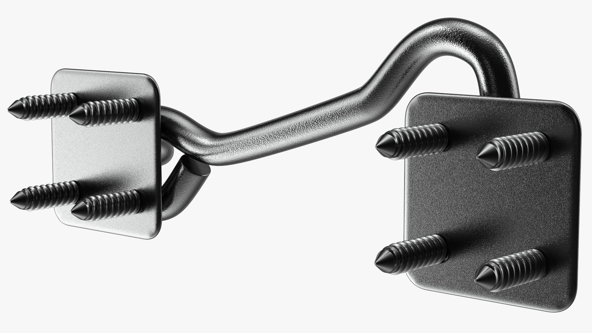 3D model Door Hook and Eye Latch with Mounting Screws Black
